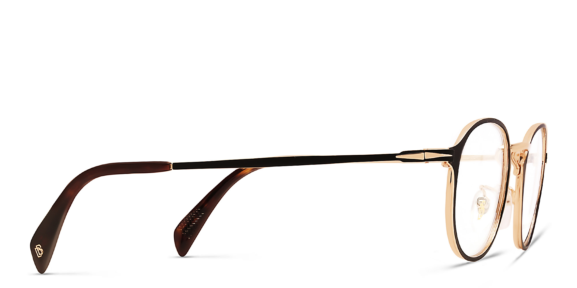 DAVID BECKHAM Round Eyeglasses in Matte Brown Ruthenium – Product Photo 3