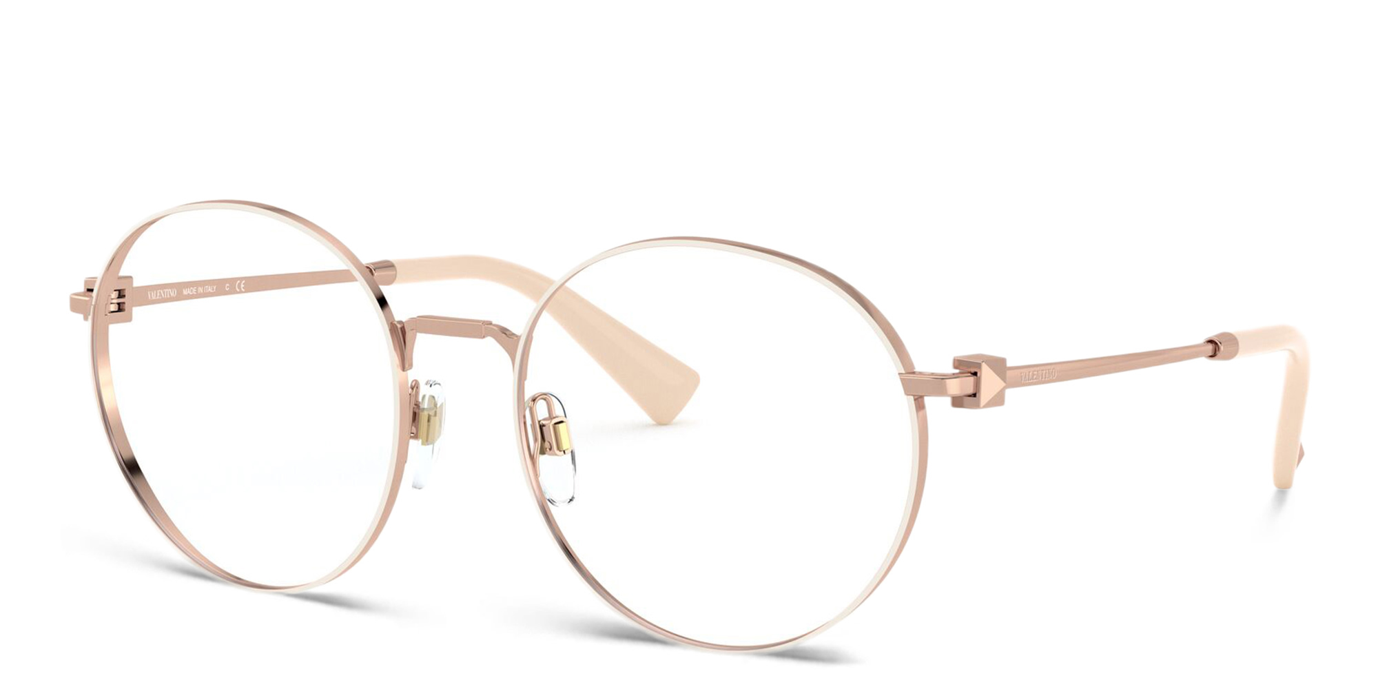 VALENTINO Stud Round Eyeglasses in Gold – Product Photo 2