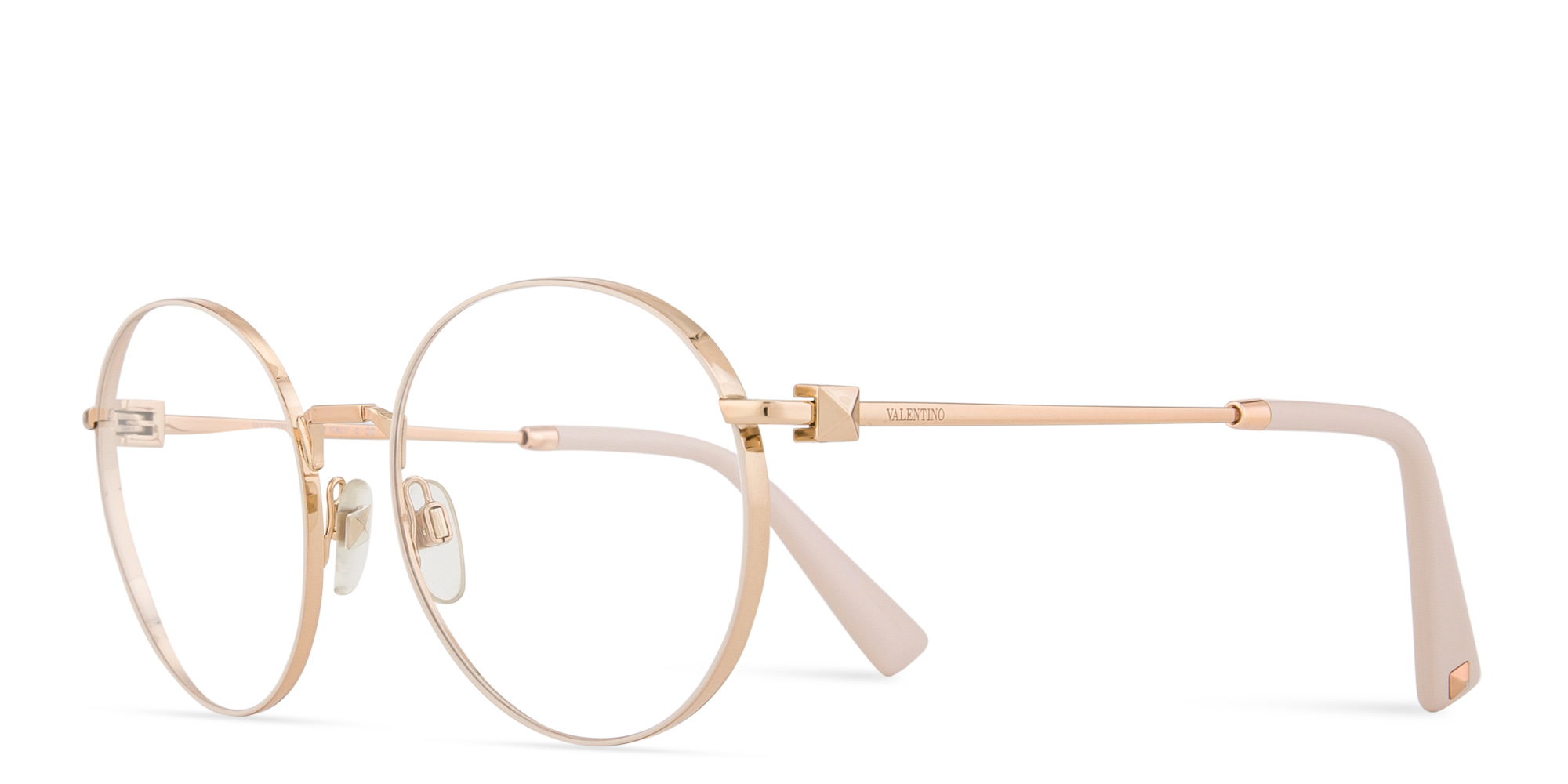 VALENTINO Stud Round Eyeglasses in Gold – Product Photo 4