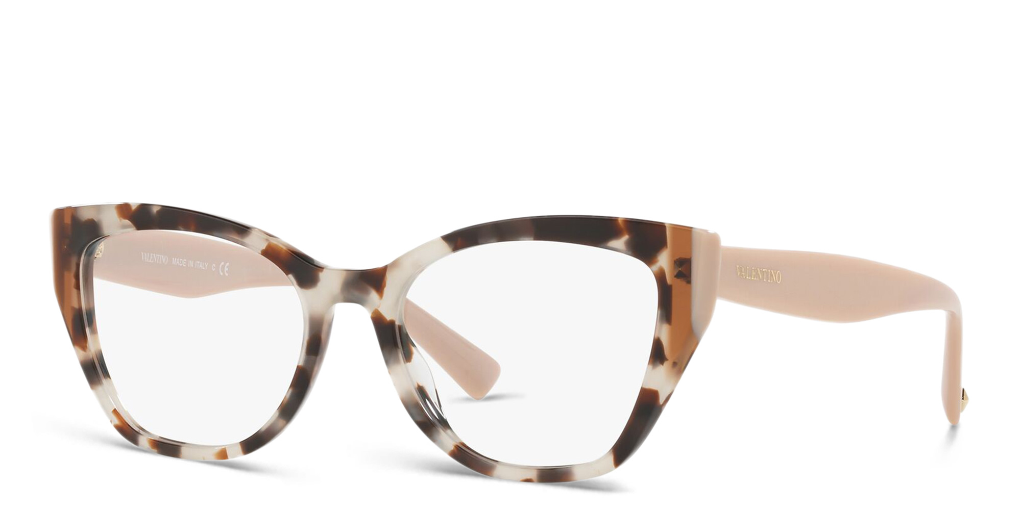 VALENTINO Stud Cat-Eye Eyeglasses in Havana – Product Photo 2