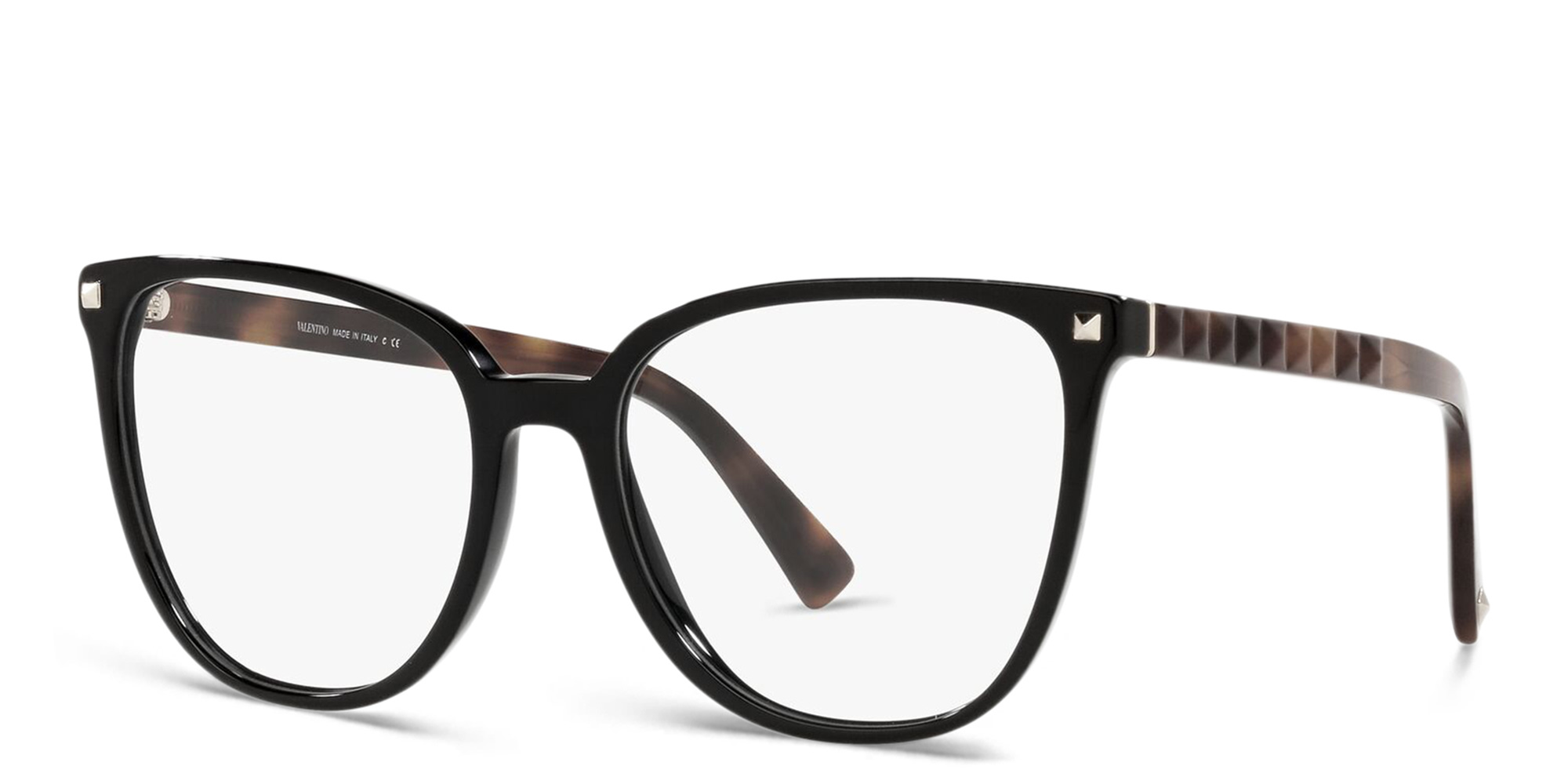 VALENTINO Stud Square Eyeglasses in Black – Product Photo 2
