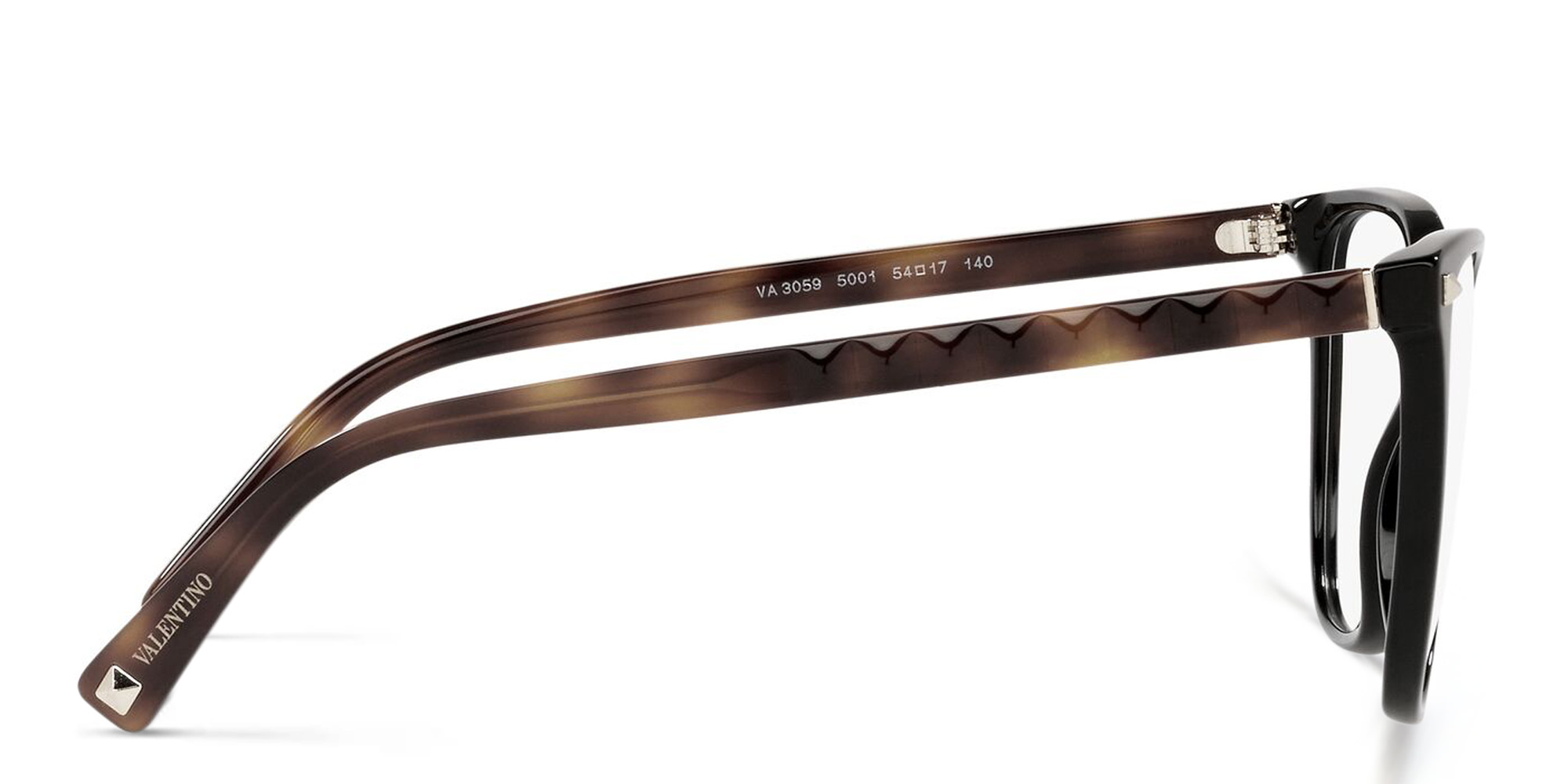 VALENTINO Stud Square Eyeglasses in Black – Product Photo 3