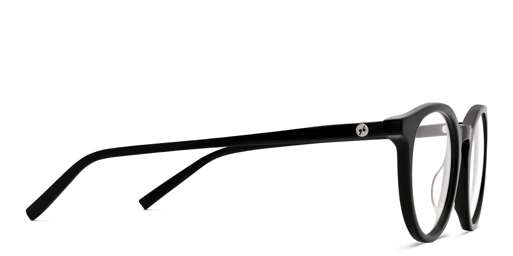 Shop EYE'M Round Eyeglasses in Shiny Black online.