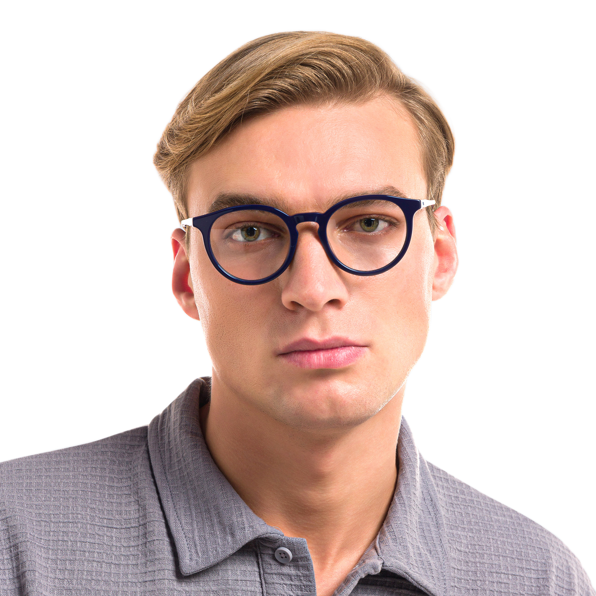 EYE'M Round Eyeglasses in Blue – Product Photo 6
