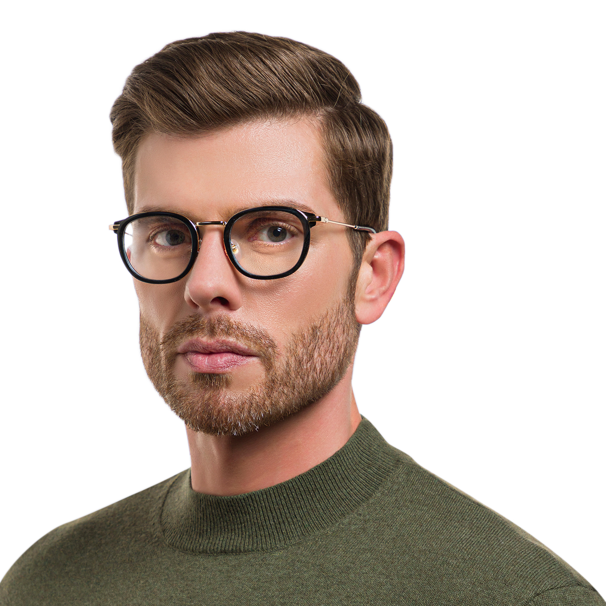 Shop EYE'M Square Eyeglasses in Gold Black online.