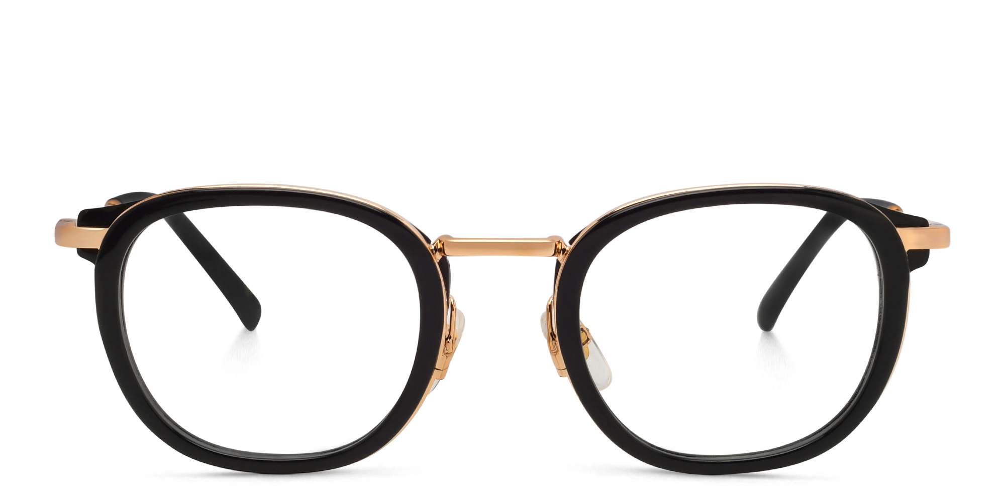 Shop EYE'M Square Eyeglasses in Gold Black online.