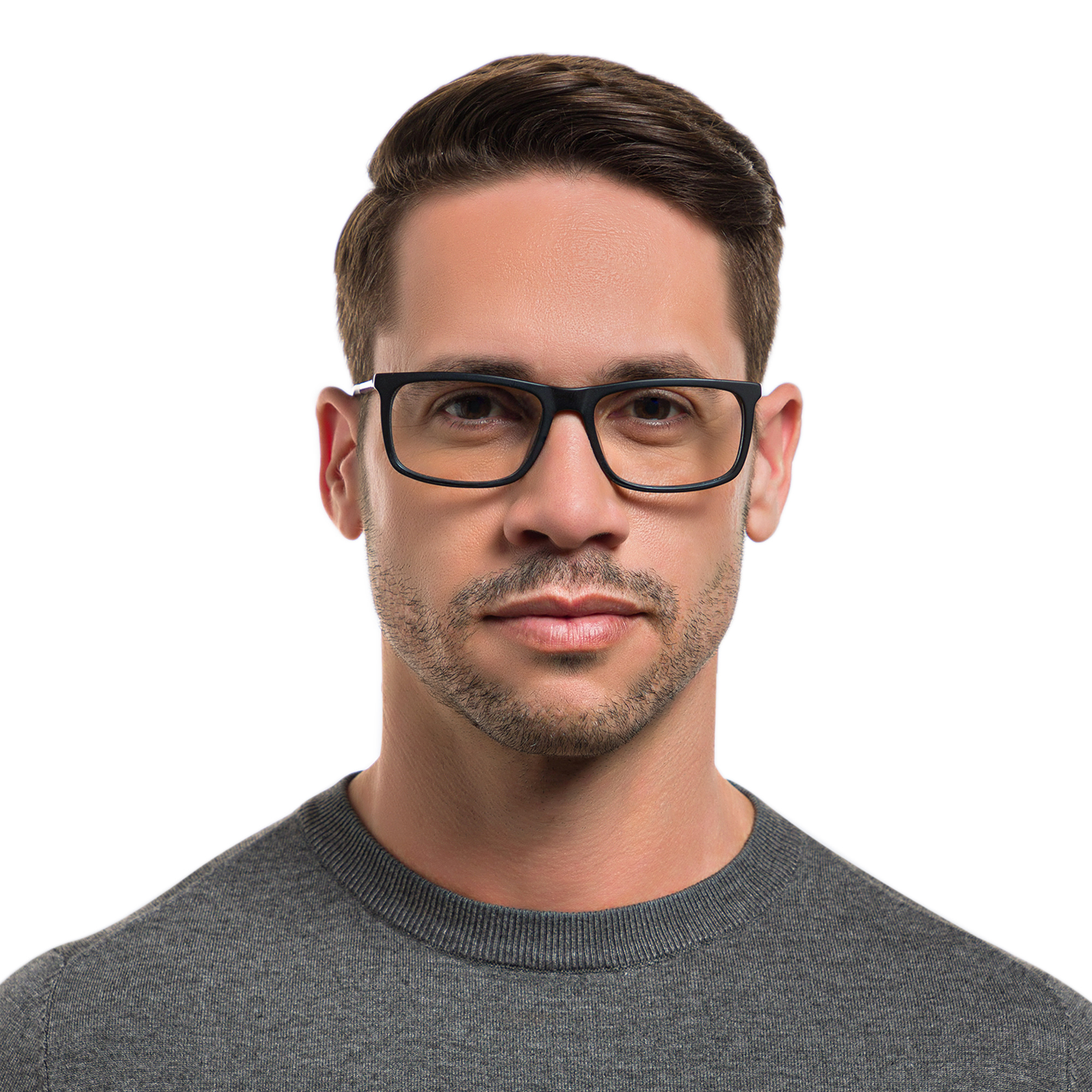 EYE'M Wide Rectangle Eyeglasses in Black – Product Photo 5