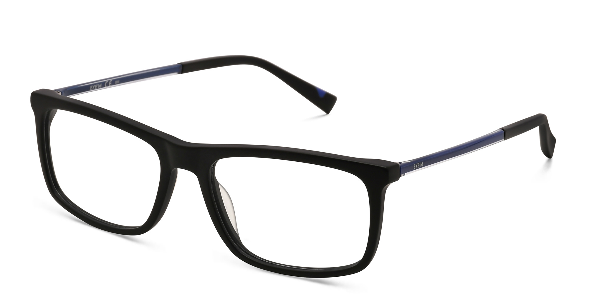 EYE'M Wide Rectangle Eyeglasses in Black – Product Photo 2
