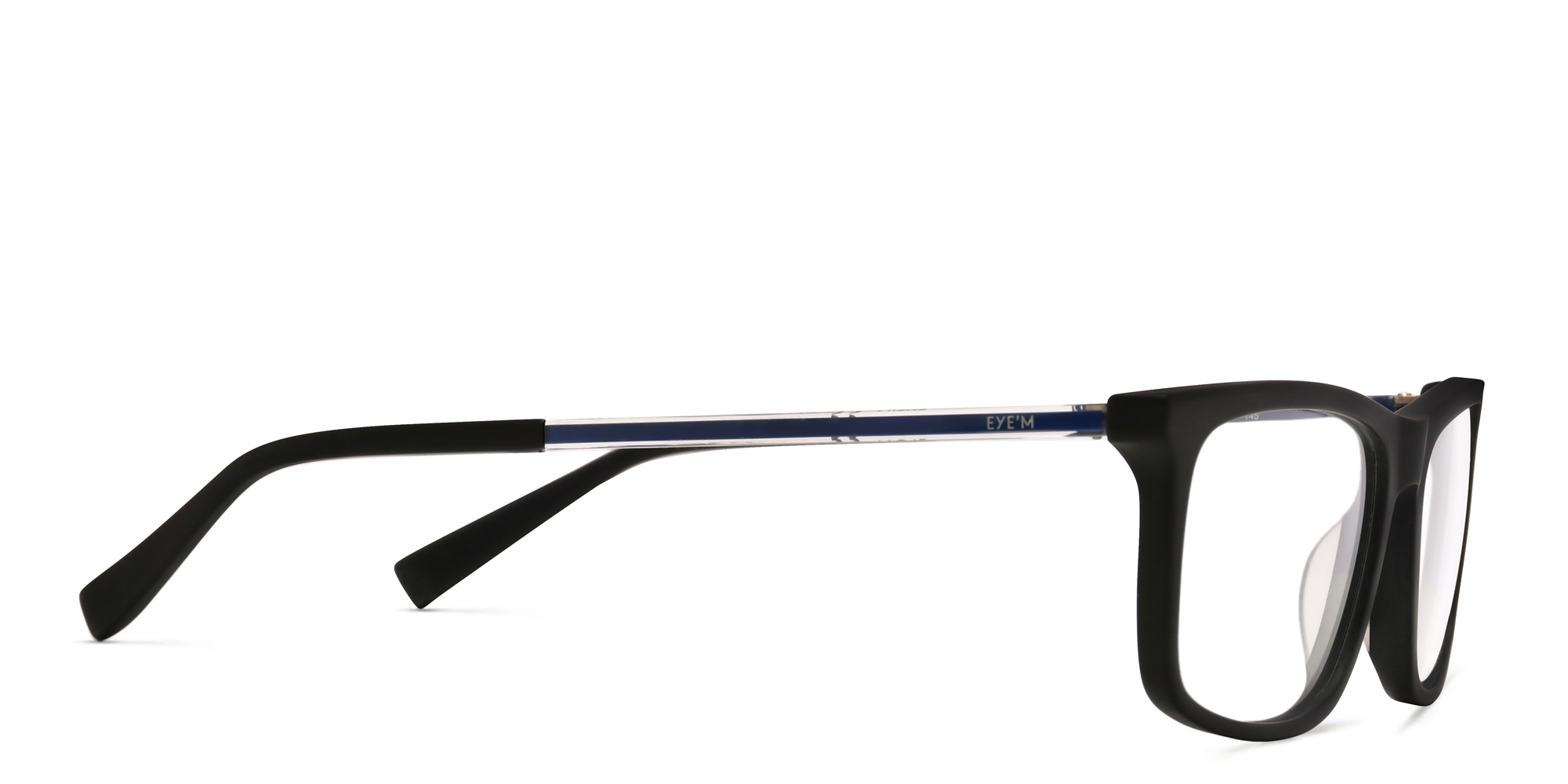 EYE'M Wide Rectangle Eyeglasses in Black – Product Photo 3