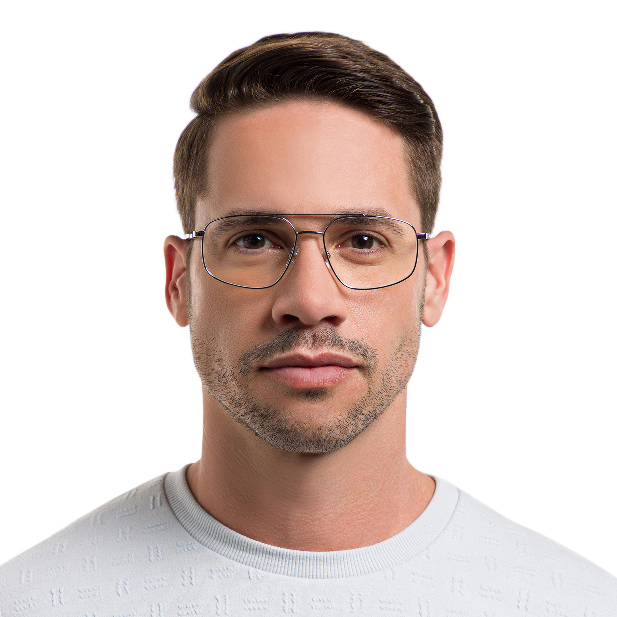 Shop EYE'M Wide Aviator Eyeglasses in Silver online.