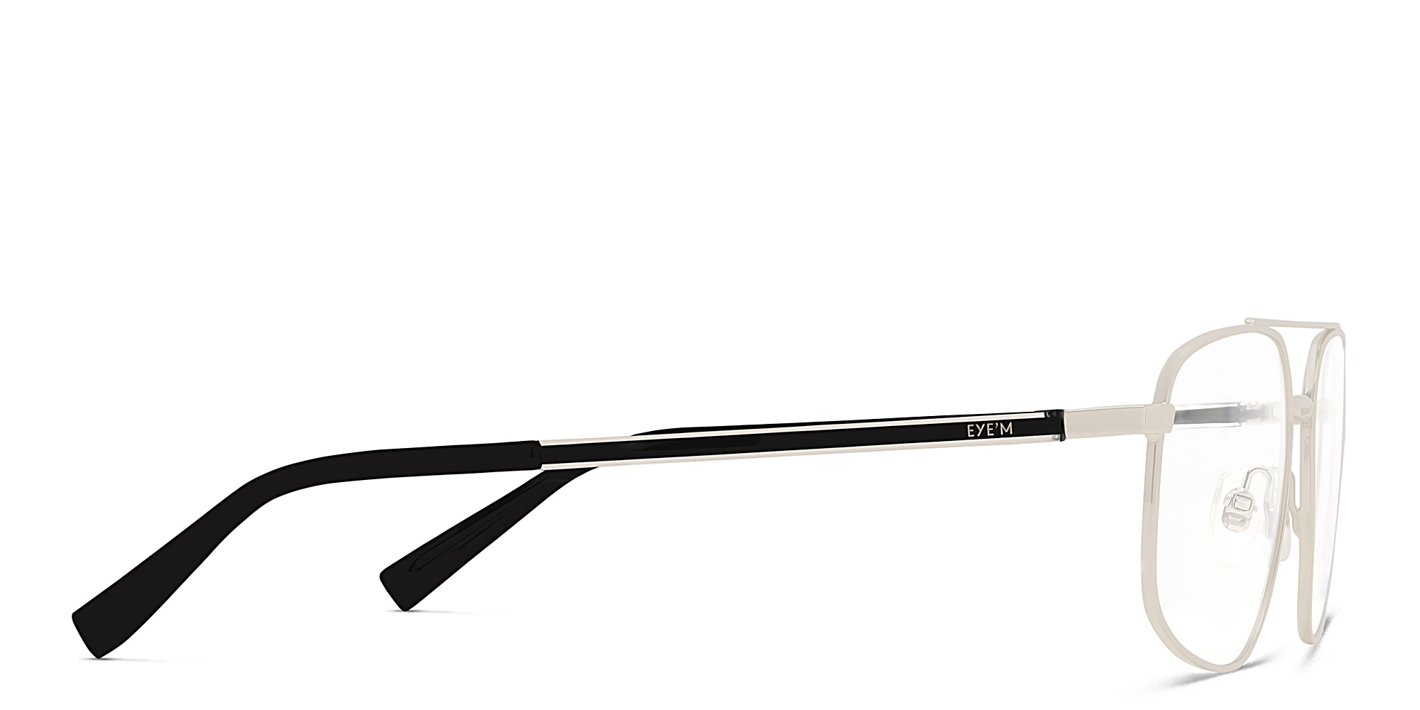 Shop EYE'M Wide Aviator Eyeglasses in Silver online.