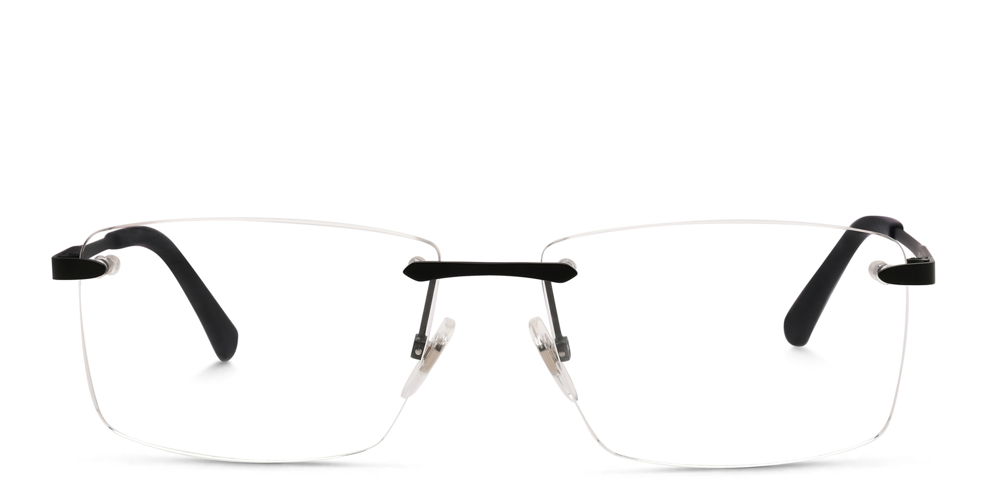 EYE'M Rimless Wide Rectangle Eyeglasses in Black – Product Photo 1