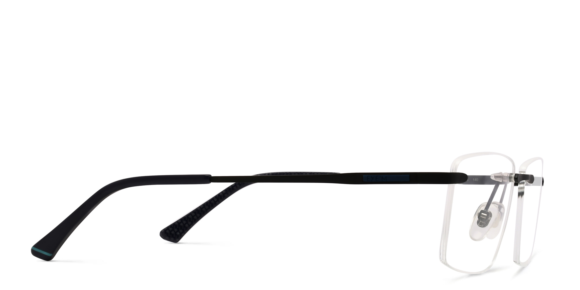 EYE'M Rimless Wide Rectangle Eyeglasses in Black – Product Photo 3
