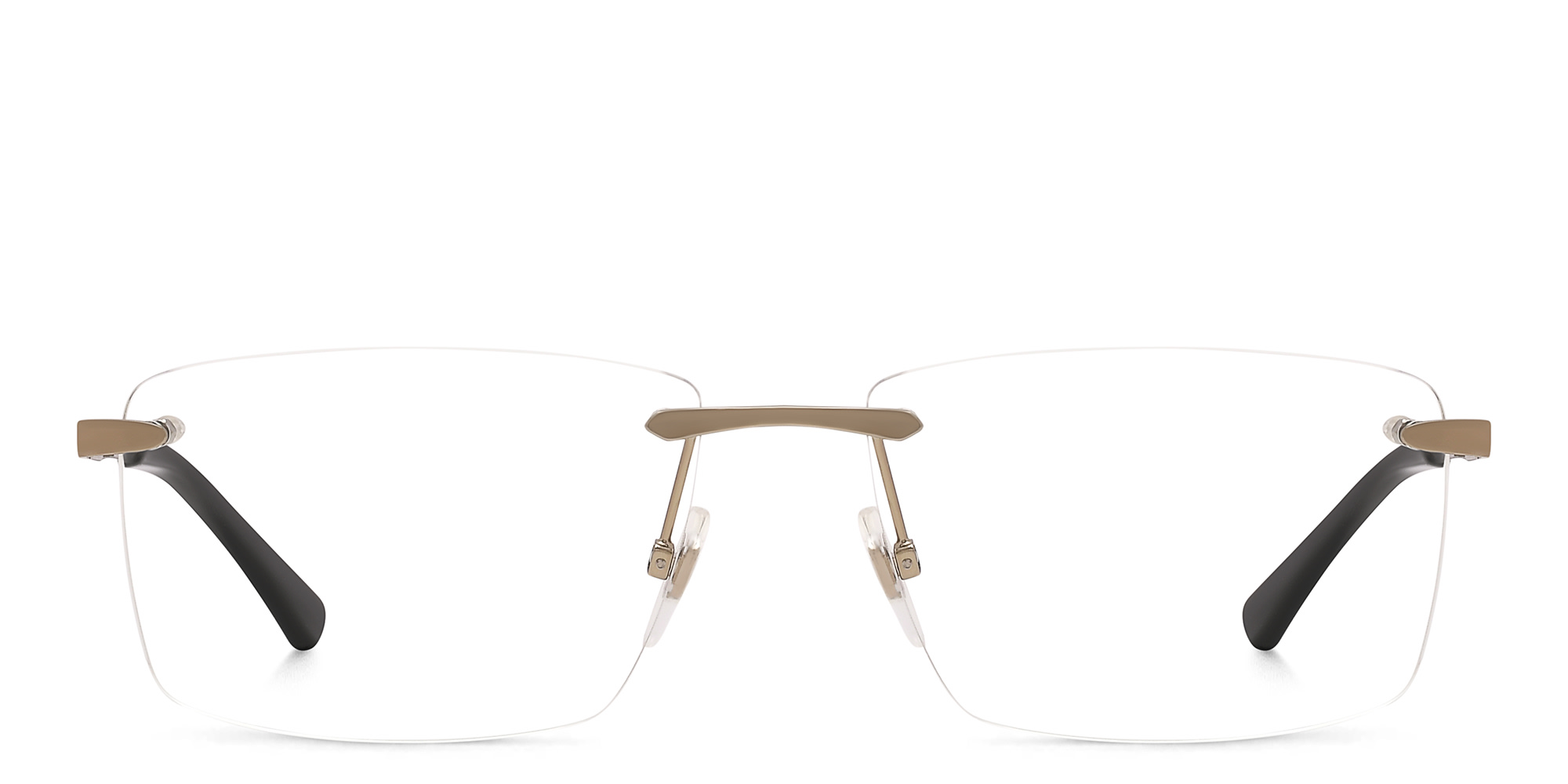 Shop EYE'M Rimless Wide Rectangle Eyeglasses in Silver online.