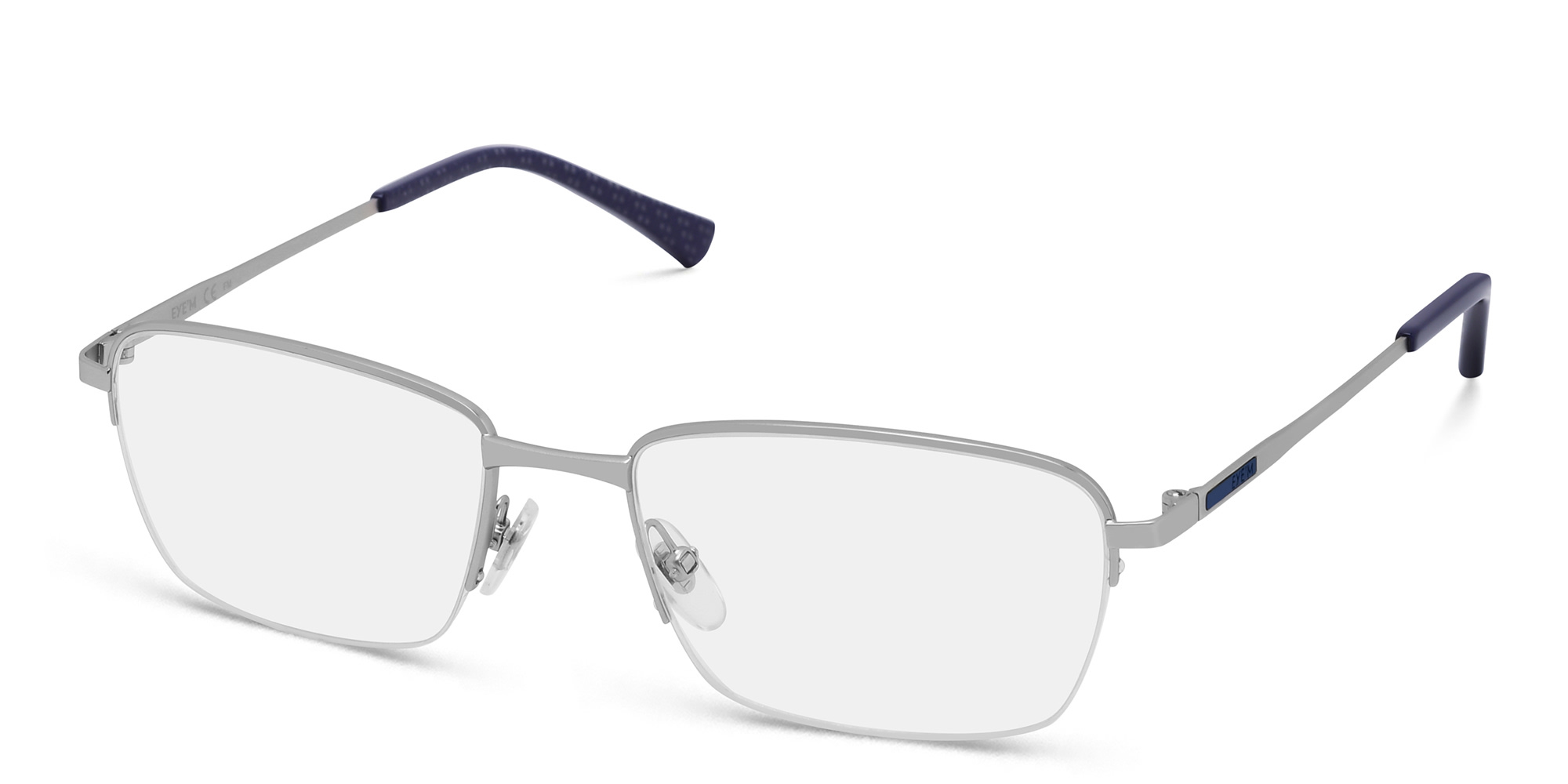 EYE'M Half Rim Rectangle Eyeglasses in Silver – Product Photo 2
