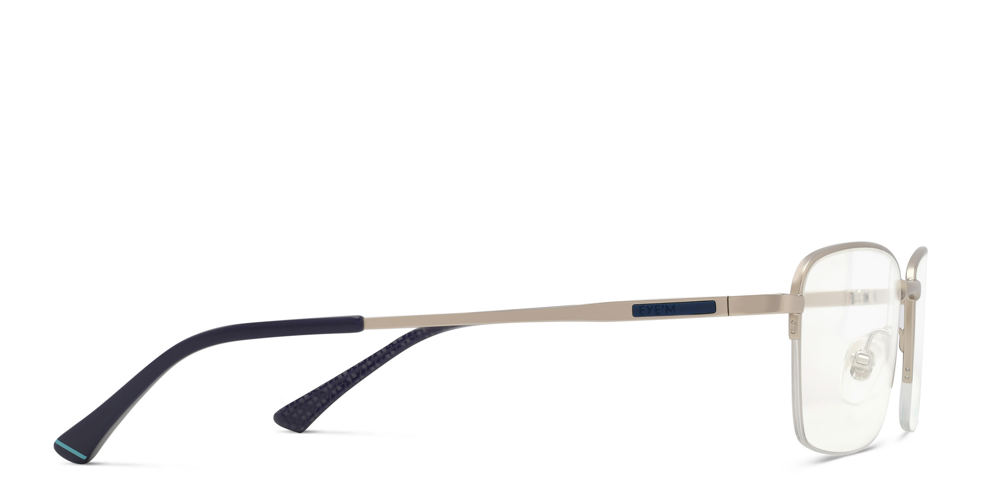 EYE'M Half Rim Rectangle Eyeglasses in Silver – Product Photo 3