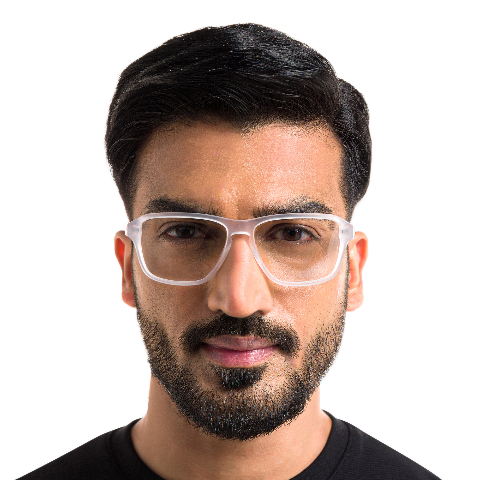 EYE'M Wide Rectangle Eyeglasses in Clear – Product Photo 5