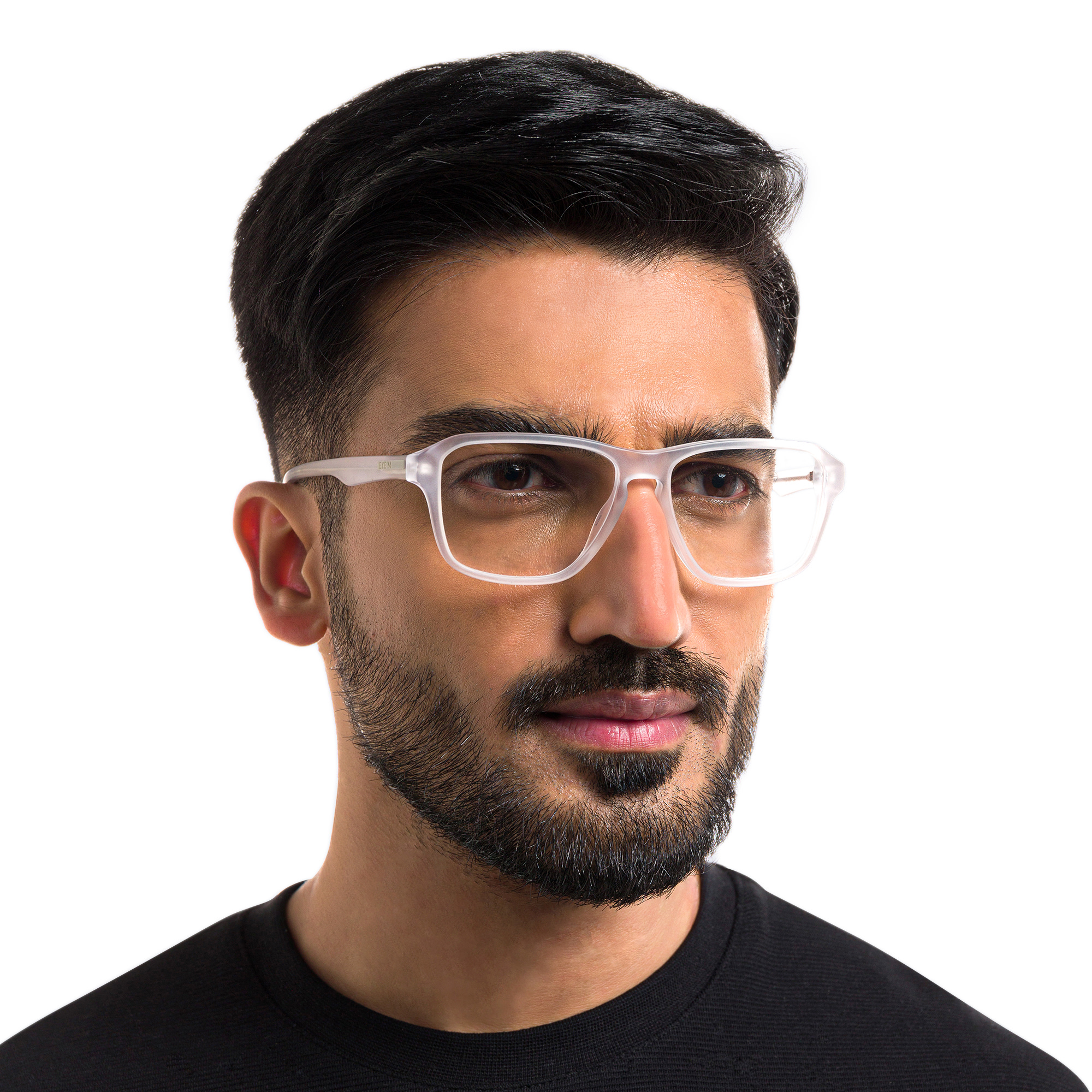 EYE'M Wide Rectangle Eyeglasses in Clear – Product Photo 6