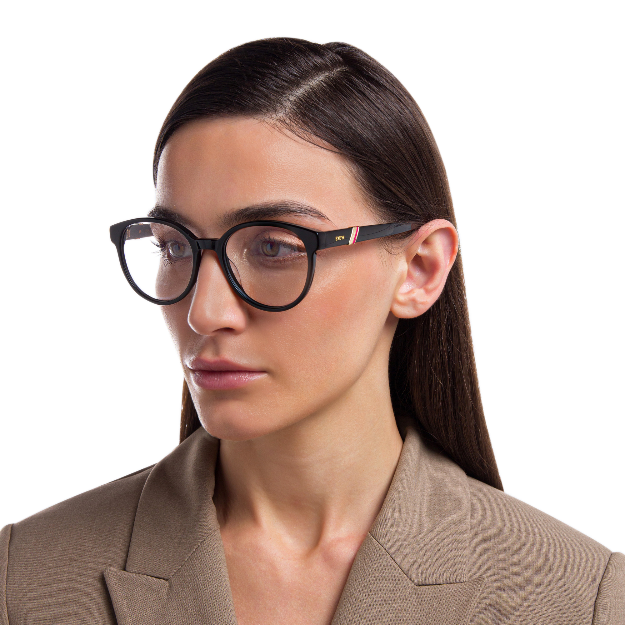 EYE'M Round Eyeglasses in Black – Product Photo 6