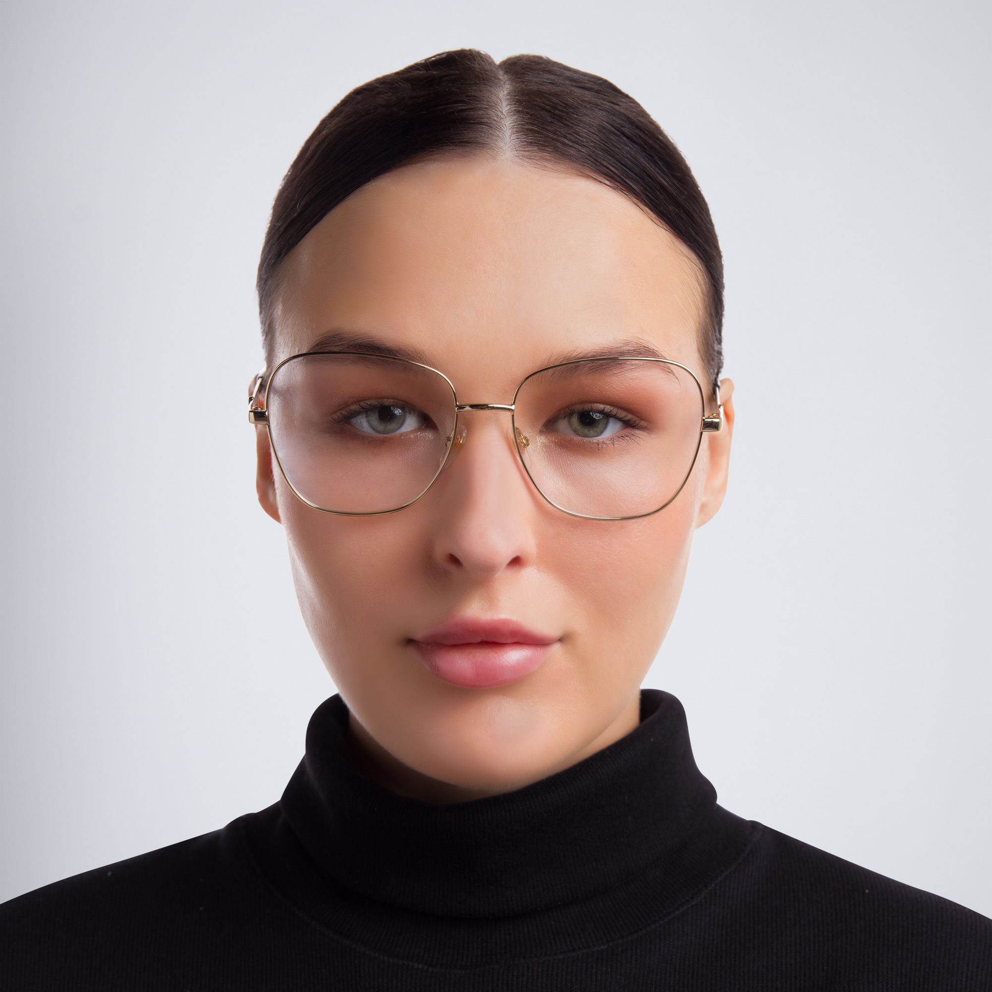 Shop EYE'M Wide Square Eyeglasses in Gold online.