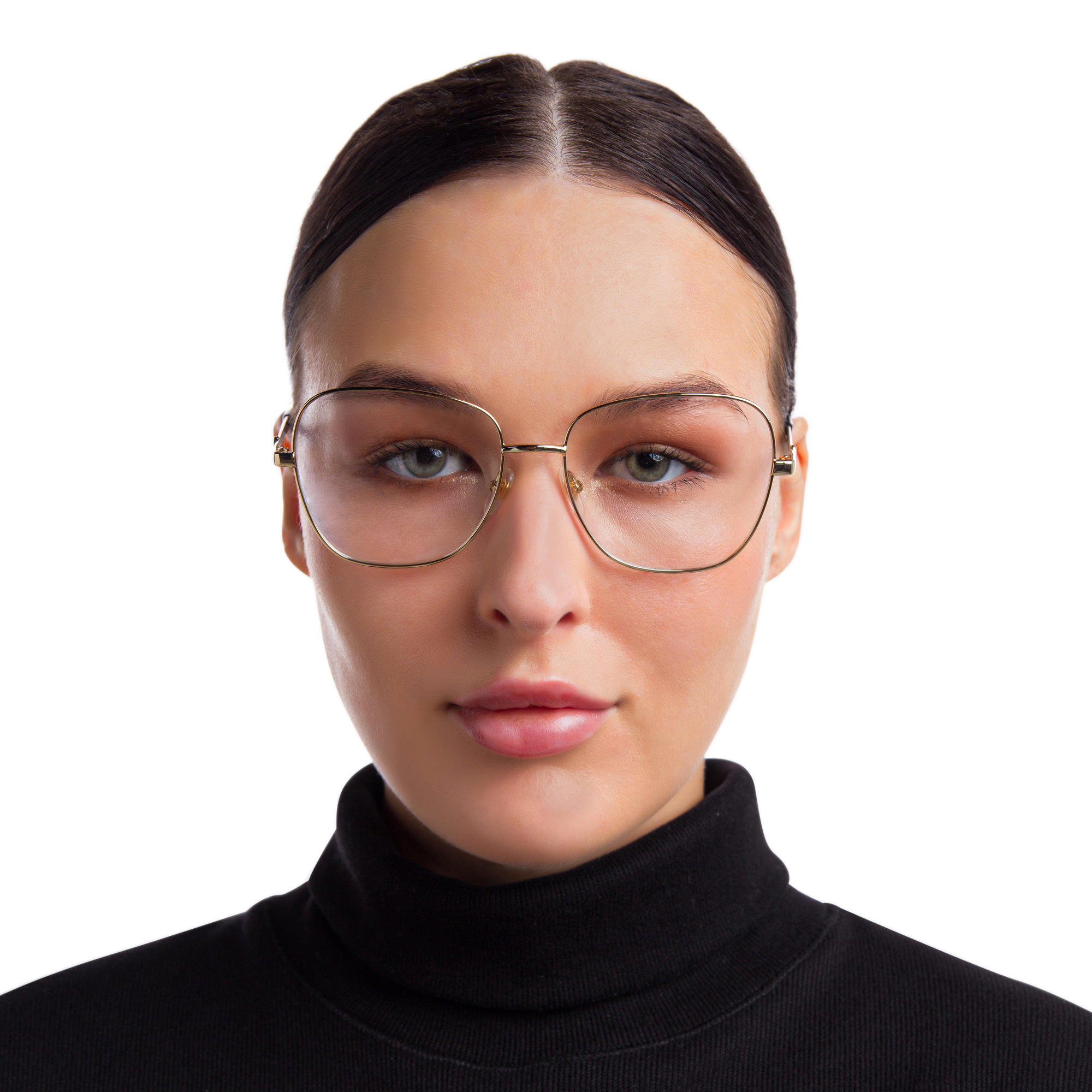 Shop EYE'M Wide Square Eyeglasses in Gold online.