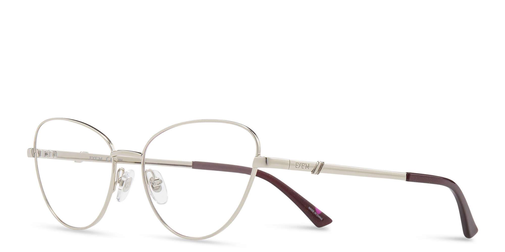 EYE'M Wide Cat-Eye Eyeglasses in Pale Gold – Product Photo 4