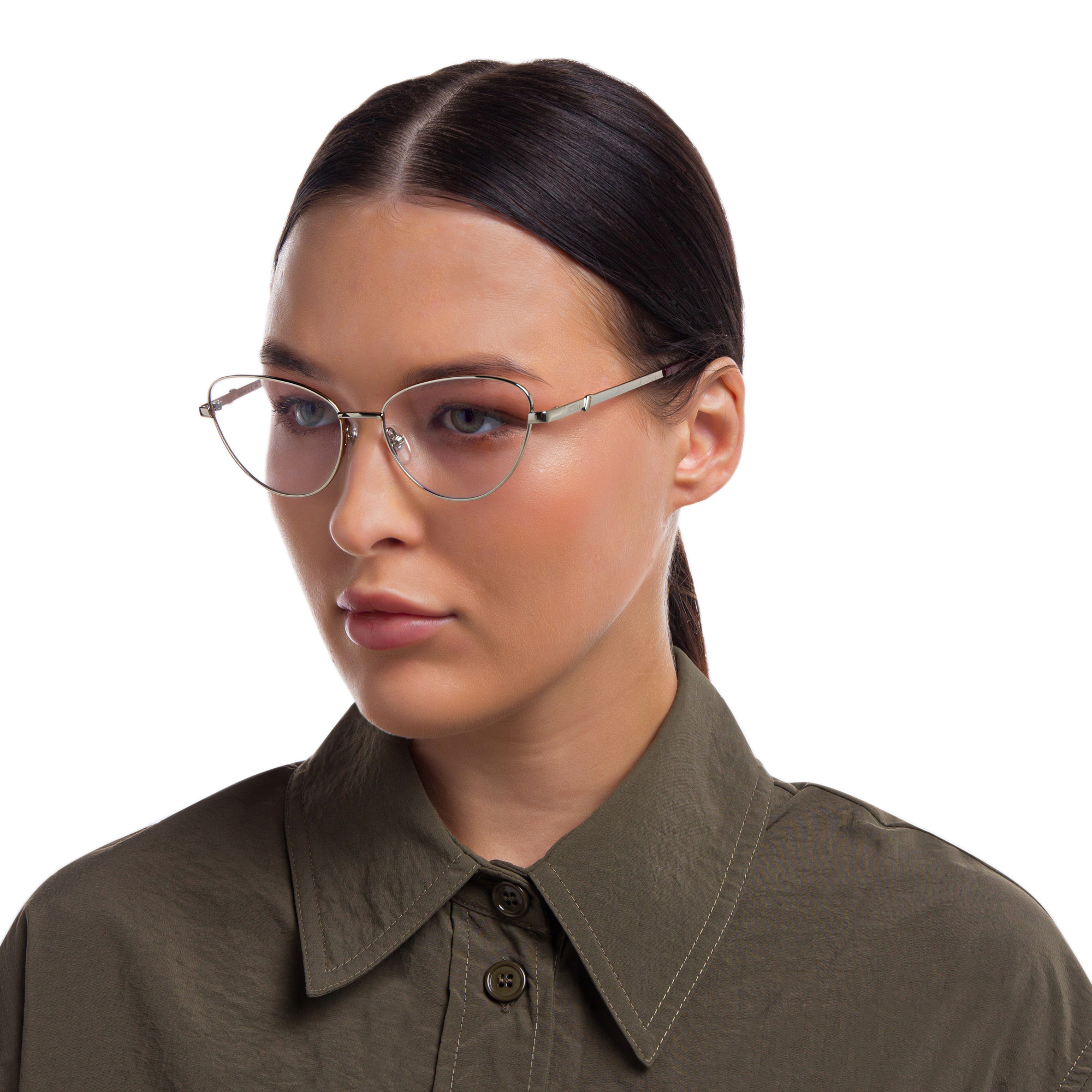 Shop EYE'M Wide Cat-Eye Eyeglasses in Pale Gold online.