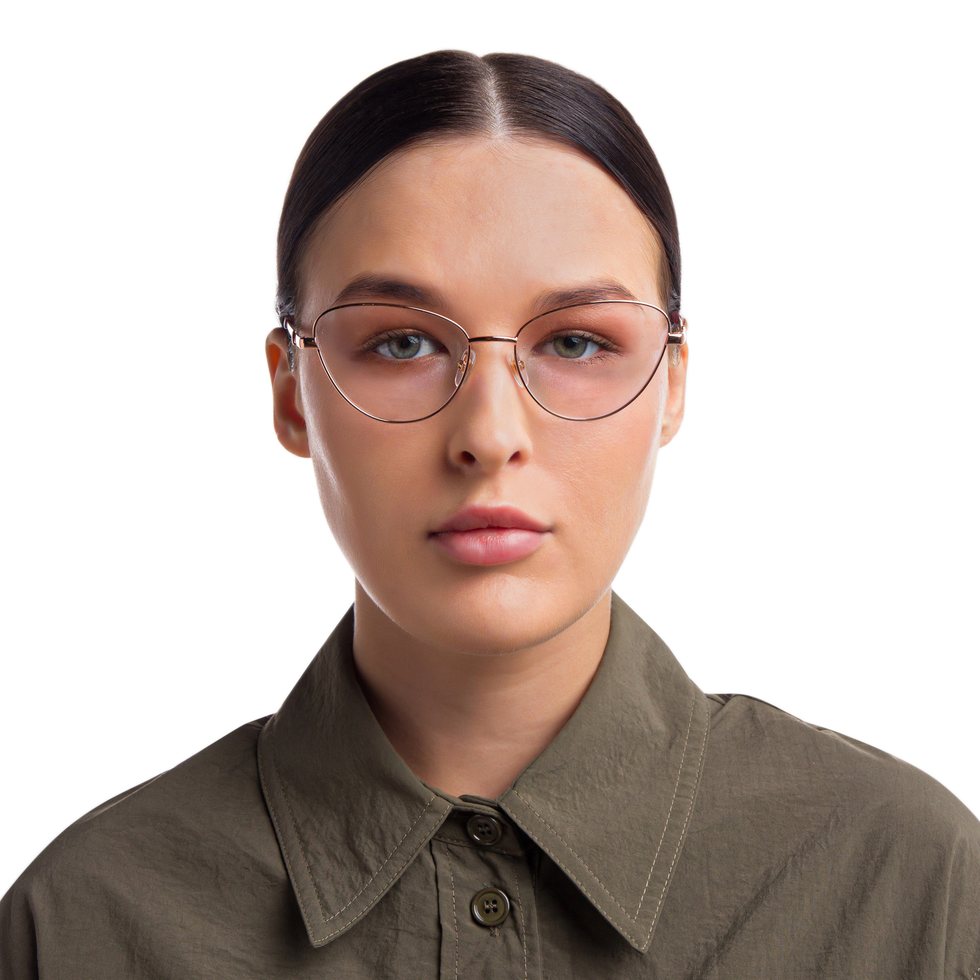Shop EYE'M Wide Cat Eye Eyeglasses in Rose Gold online.