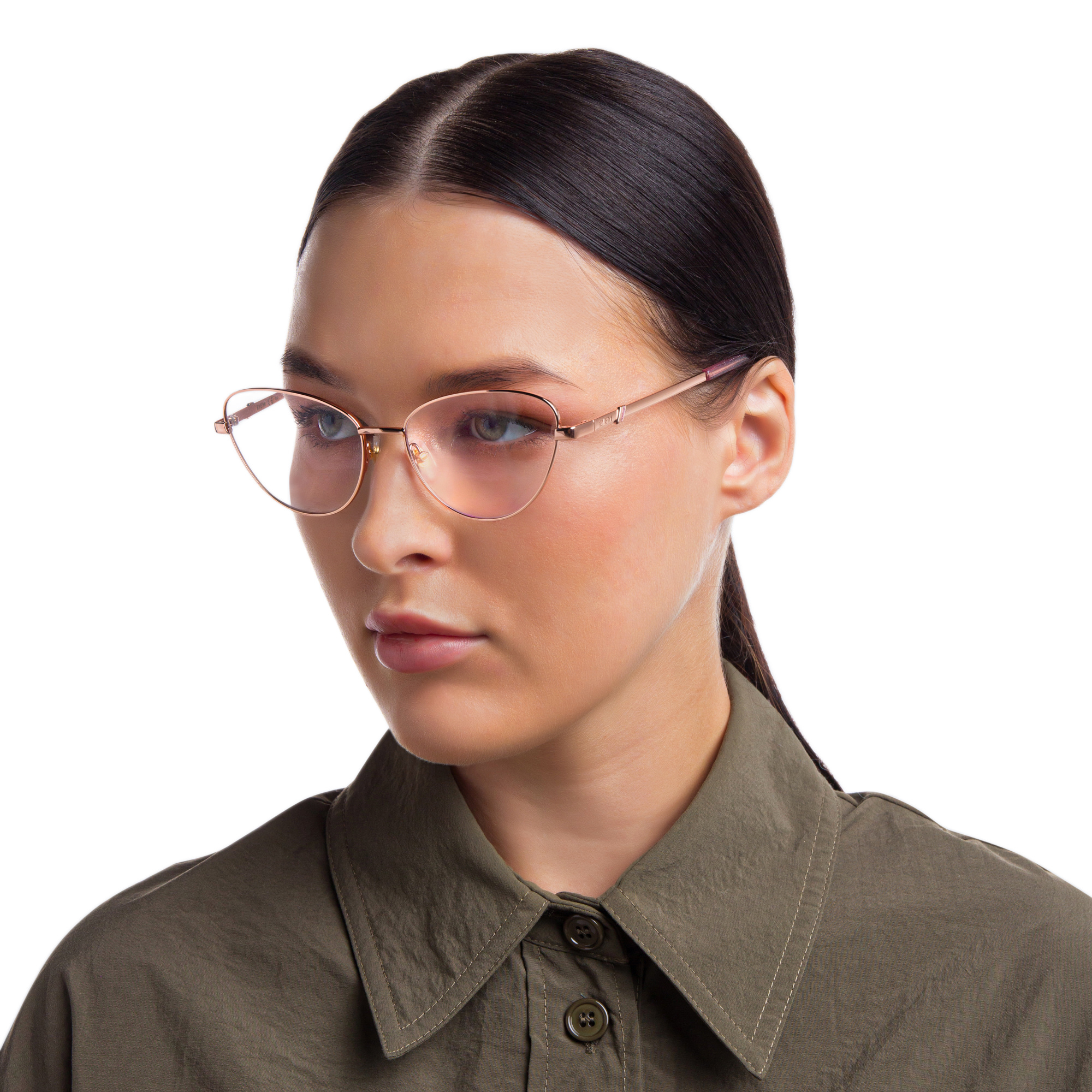 Shop EYE'M Wide Cat Eye Eyeglasses in Rose Gold online.