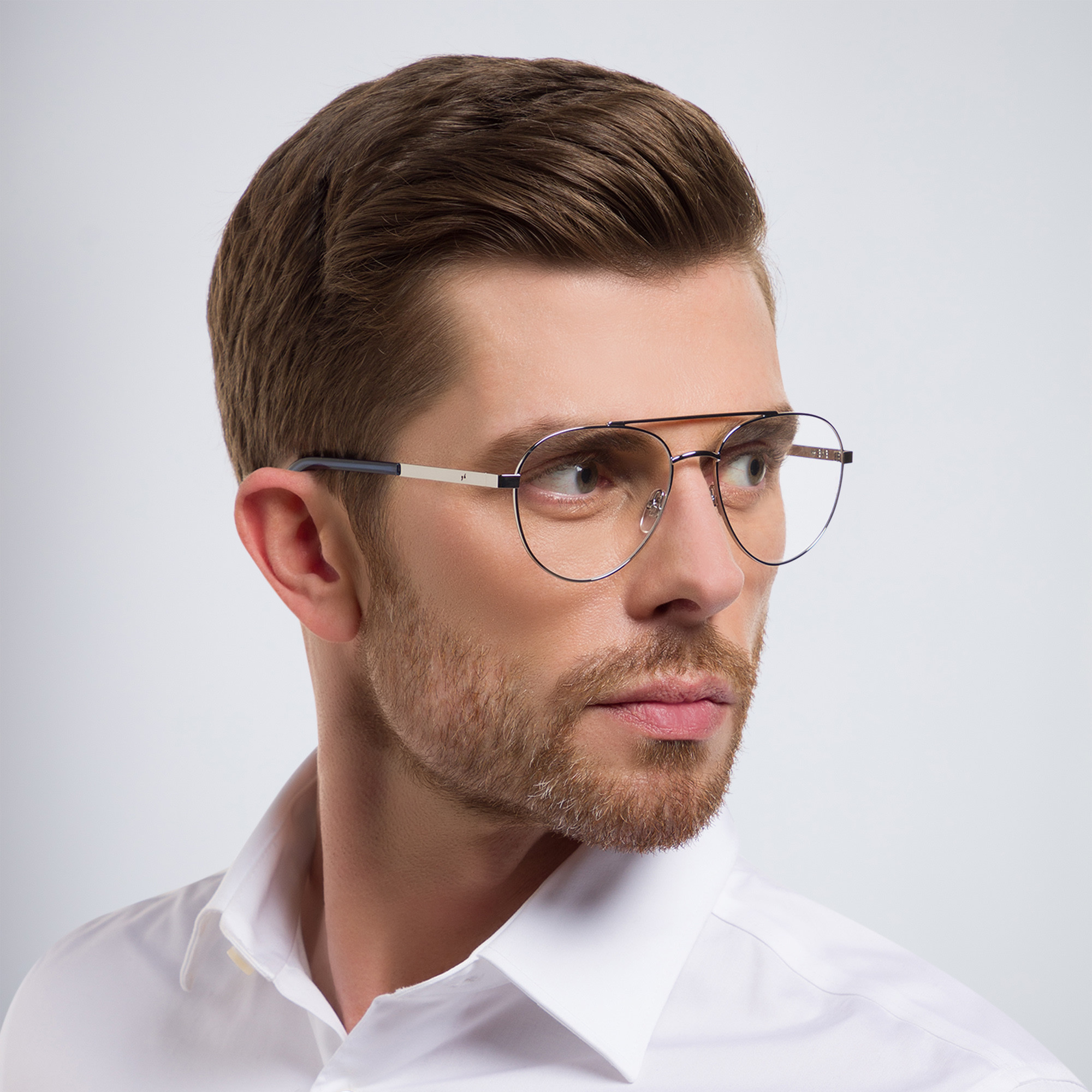 Shop EYE'M Wide Aviator Eyeglasses in Silver online.