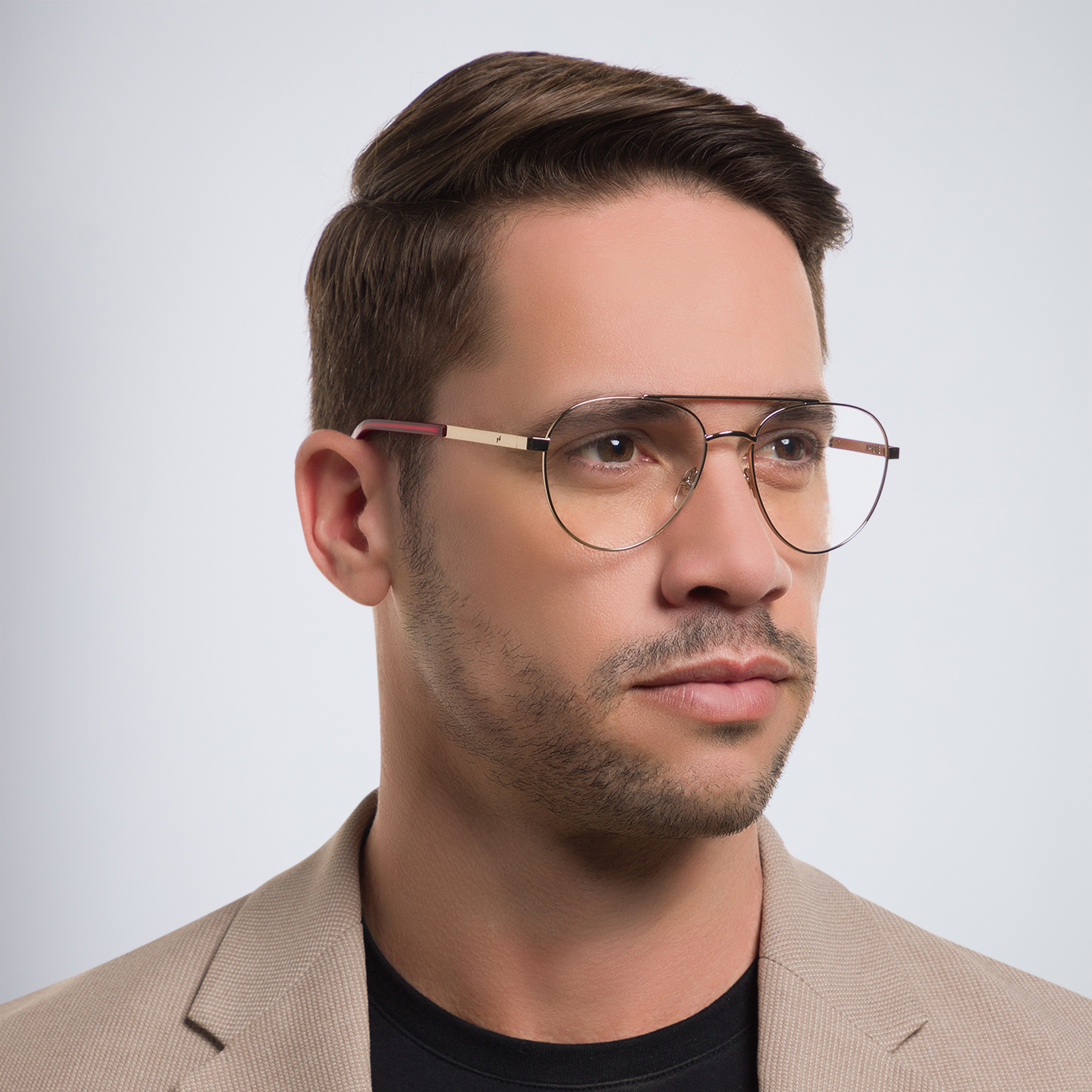 Shop EYE'M Wide Aviator Eyeglasses in Gold online.