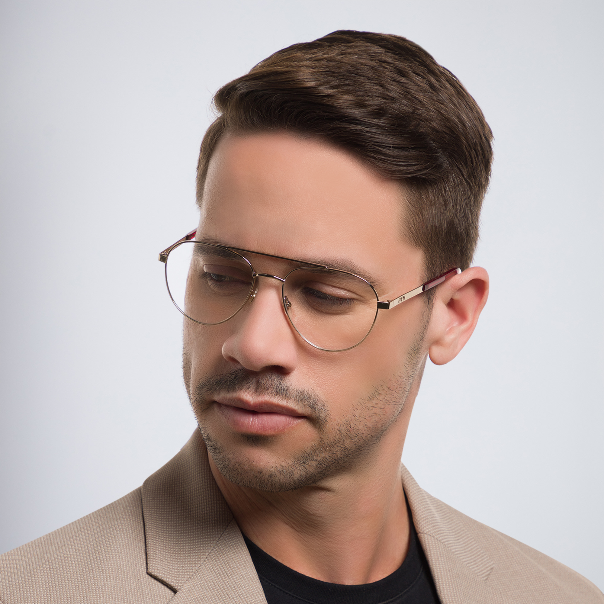 Shop EYE'M Wide Aviator Eyeglasses in Gold online.