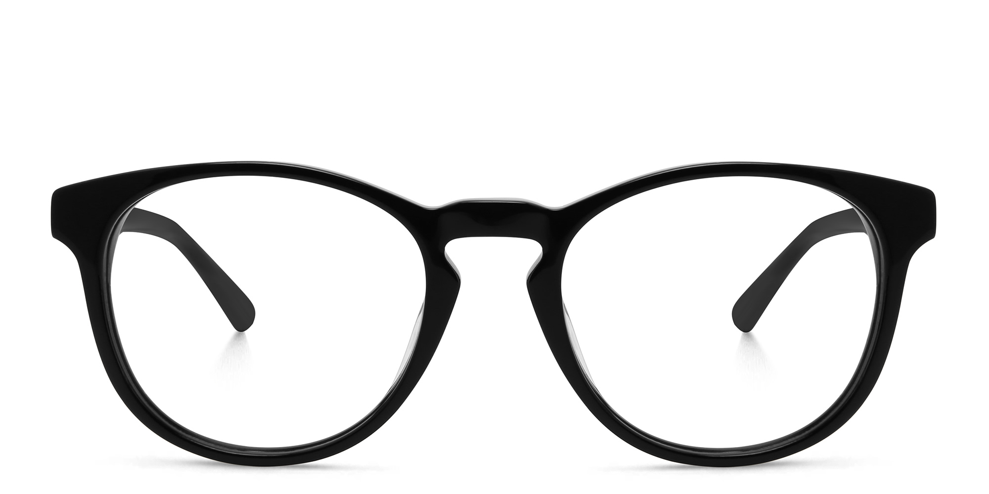 Shop EYE'M Round Eyeglasses in Shiny Black online.