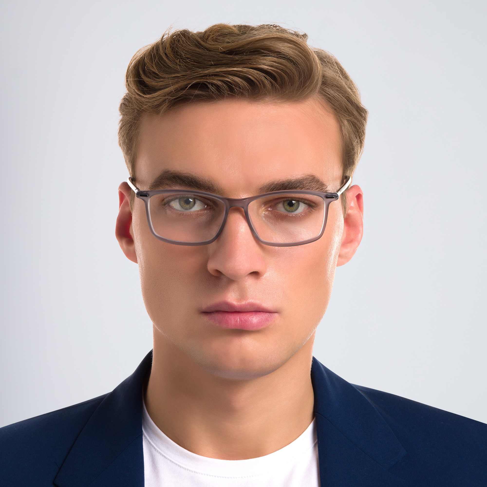 Shop EYE'M Rectangle Eyeglasses in Grey online.
