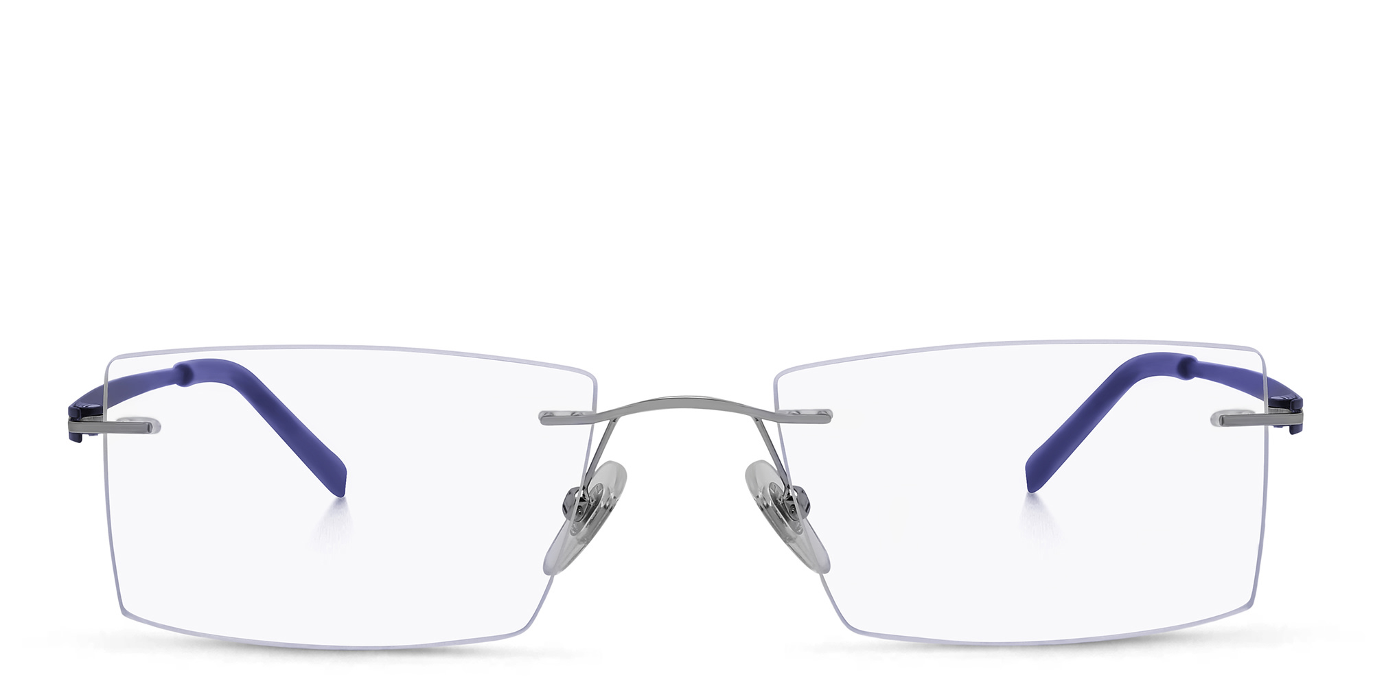 Shop EYE'M Rimless Rectangle Eyeglasses in Silver online.