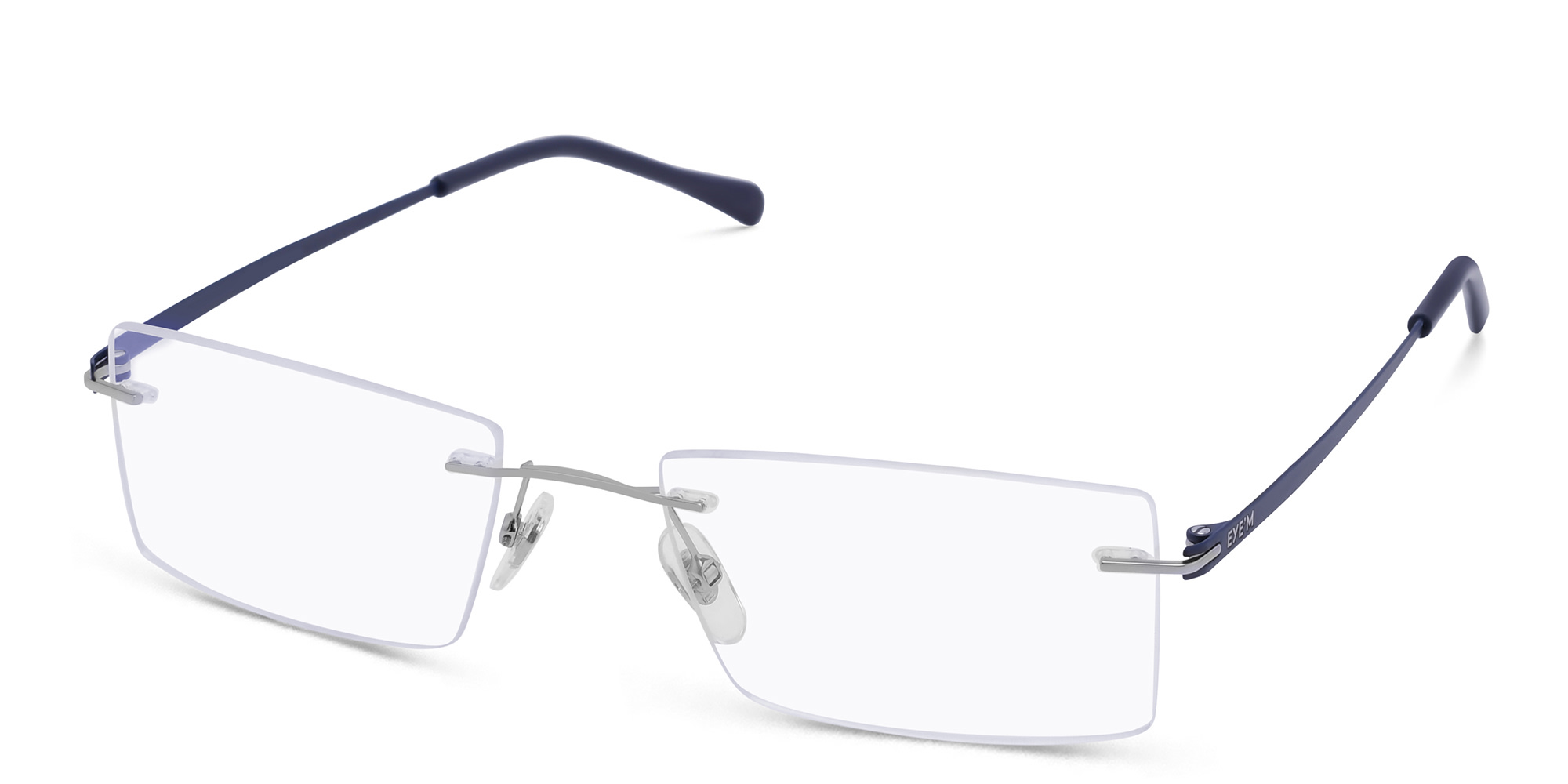 Shop EYE'M Rimless Rectangle Eyeglasses in Silver online.