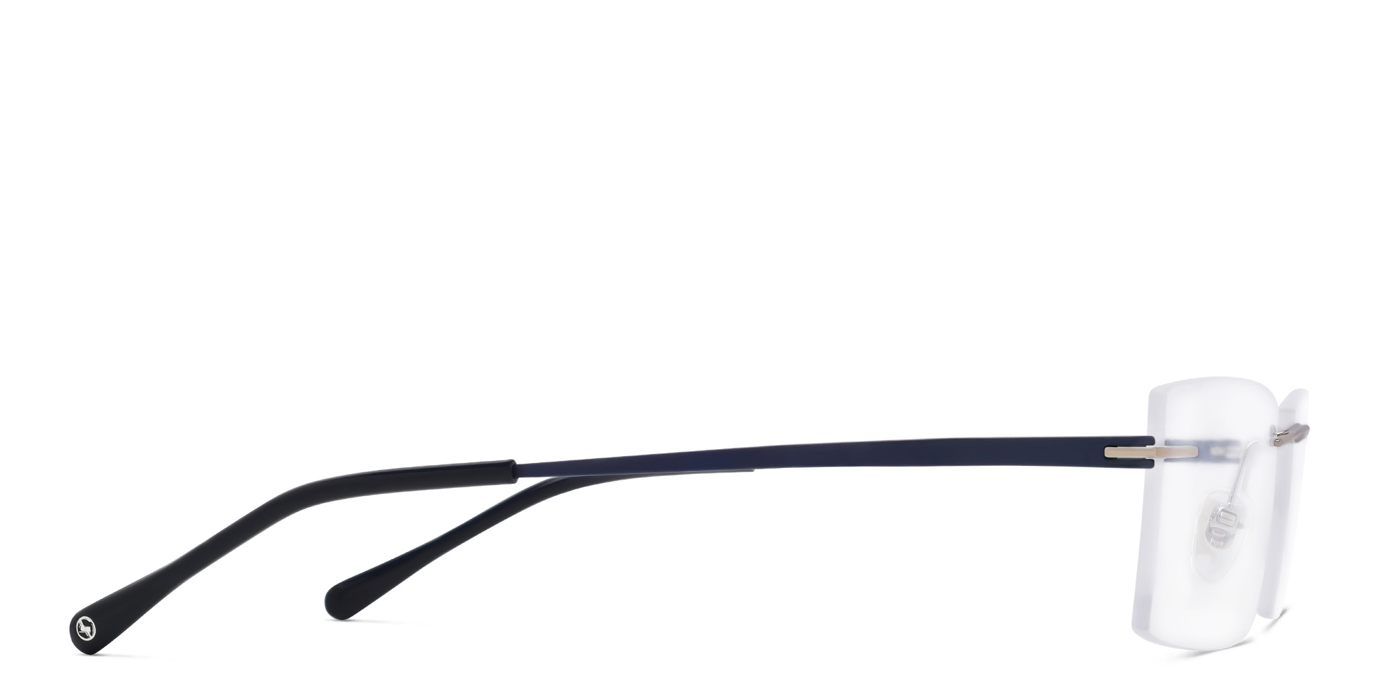 Shop EYE'M Rimless Rectangle Eyeglasses in Silver online.