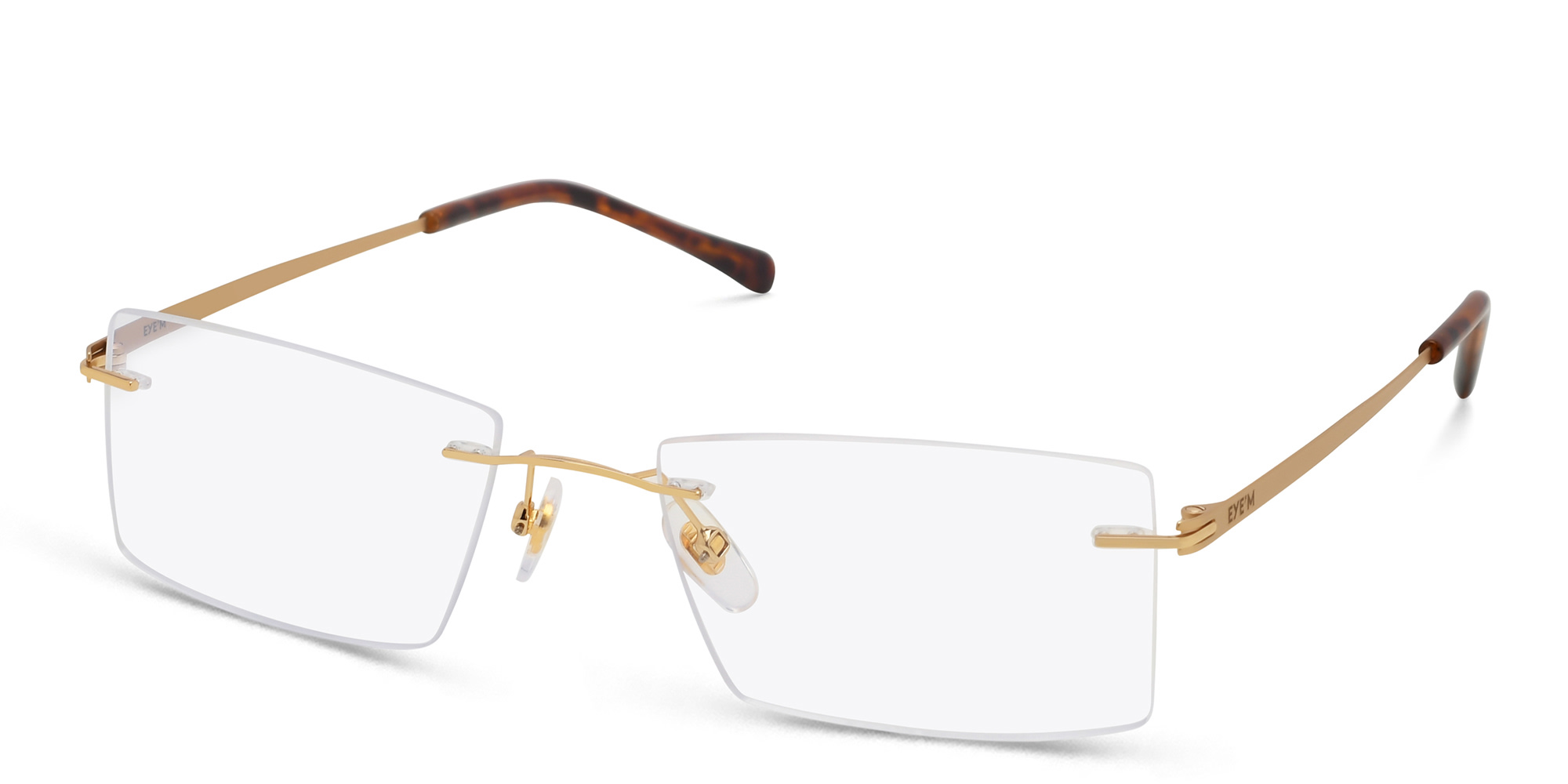 EYE'M Rimless Rectangle Eyeglasses in Gold – Product Photo 2