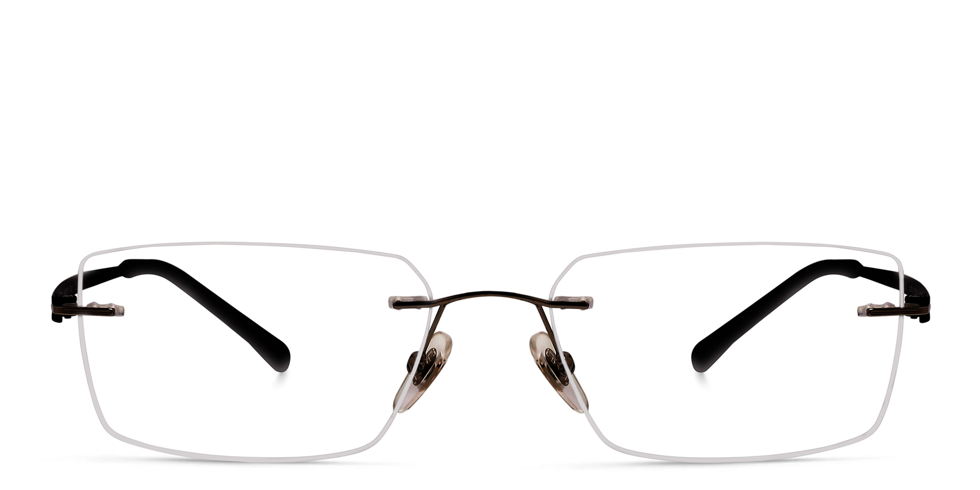 EYE'M Rimless Rectangle Eyeglasses in Black – Product Photo 1