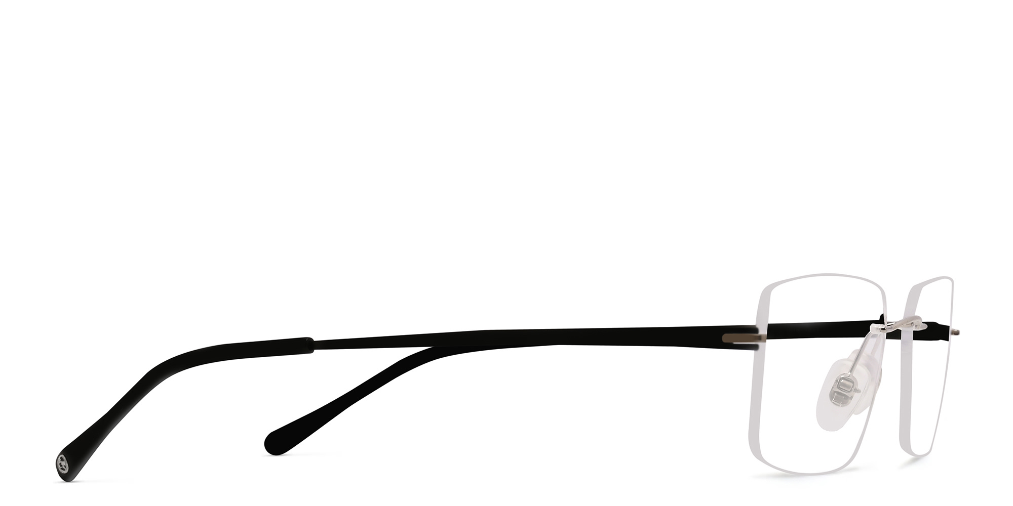 EYE'M Rimless Rectangle Eyeglasses in Black – Product Photo 3
