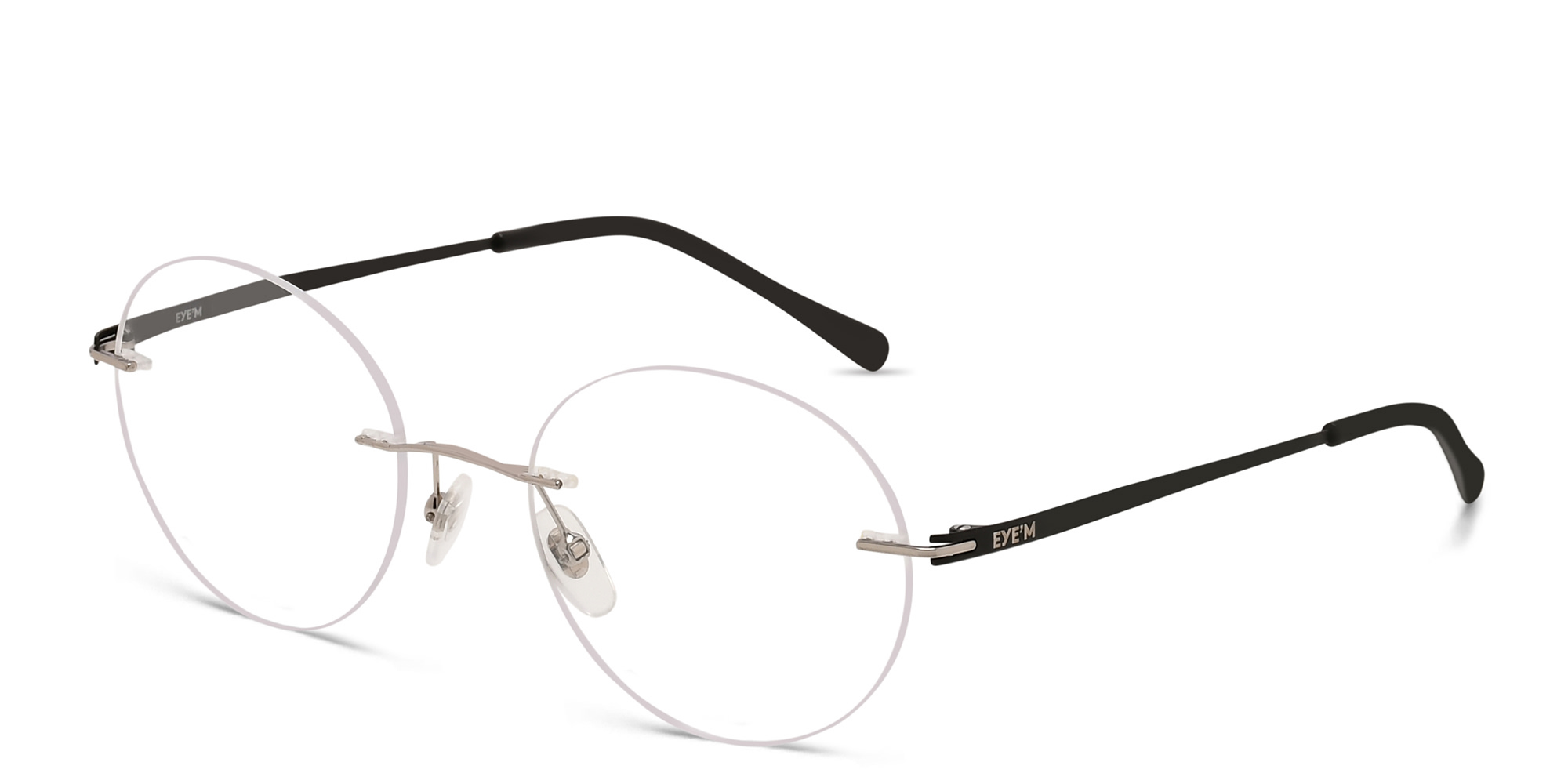 EYE'M Rimless Round Eyeglasses in Silver – Product Photo 2