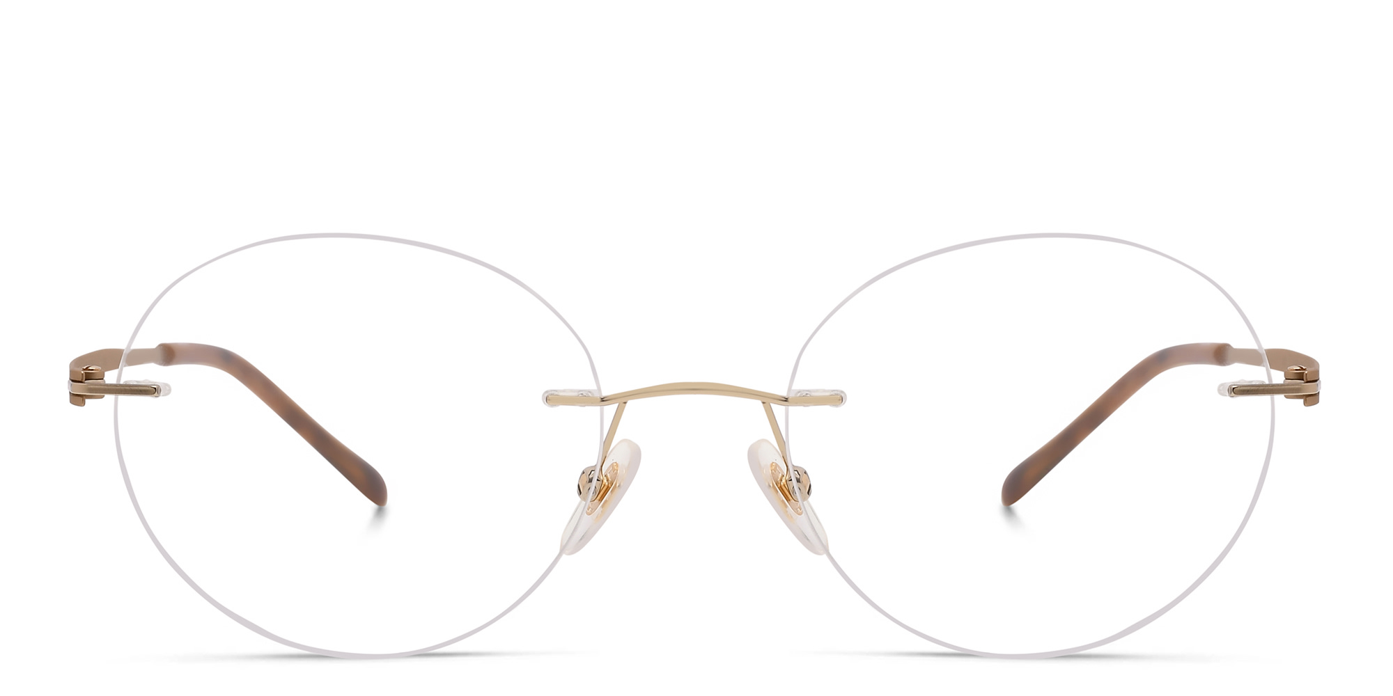 Shop EYE'M Rimless Round Eyeglasses in Gold online.