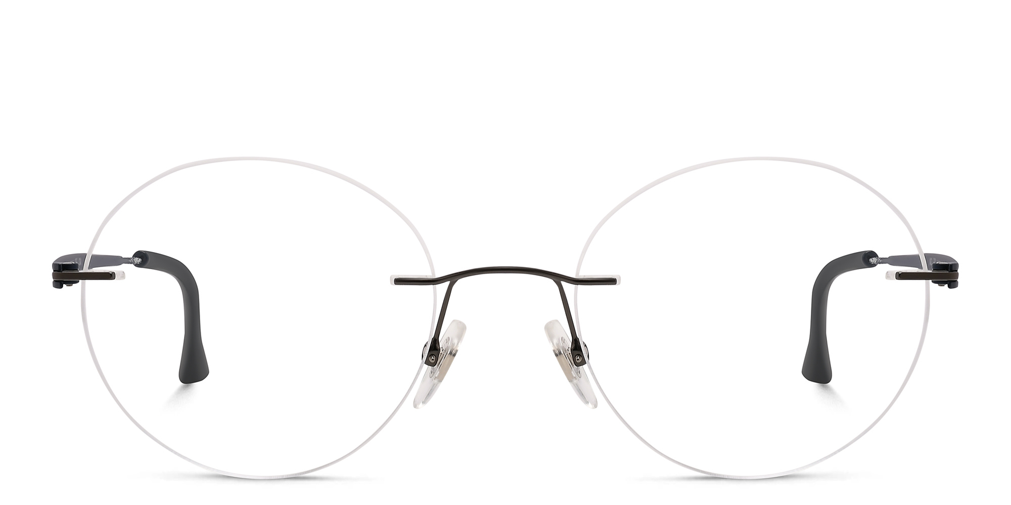 Shop EYE'M Rimless Round Eyeglasses in Black online.