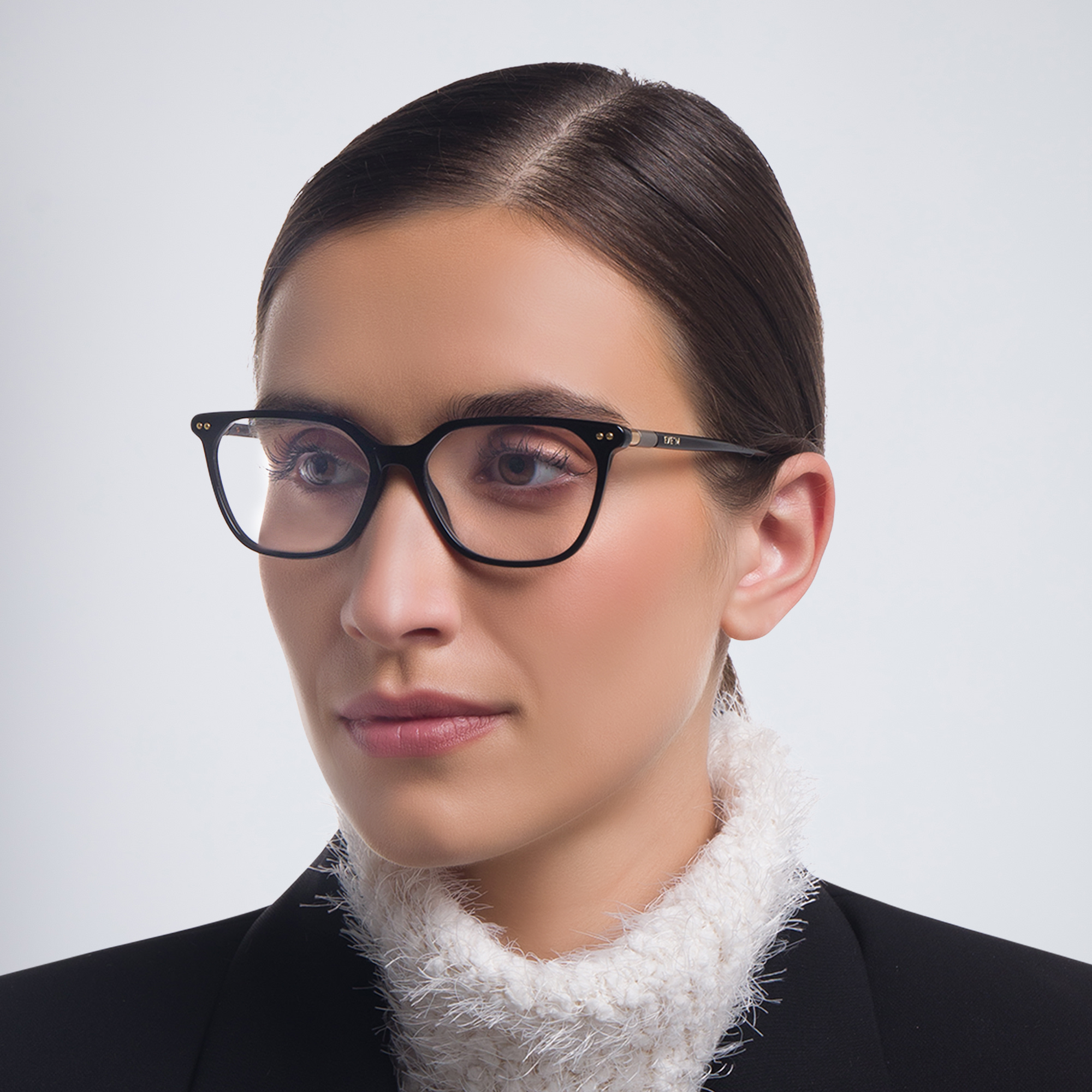 Shop EYE'M Square Eyeglasses in Black online.