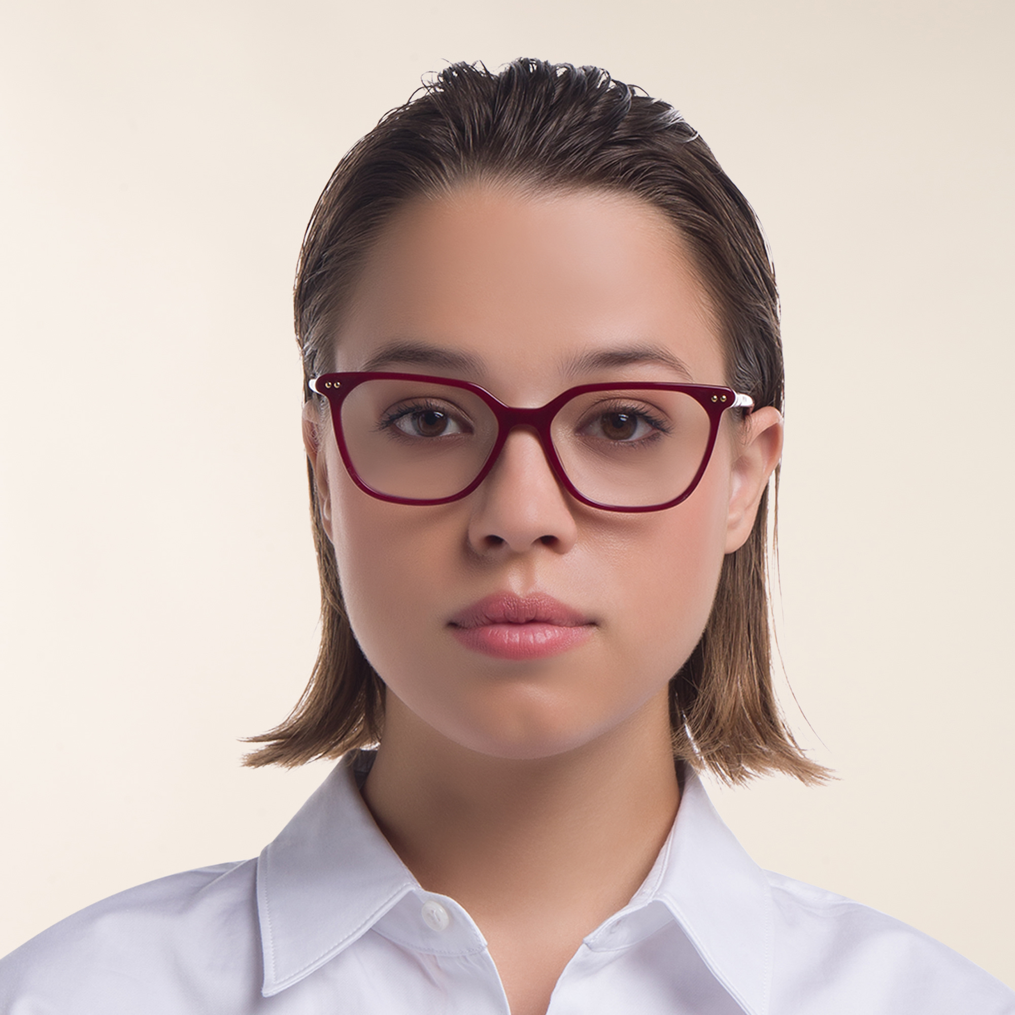 Shop EYE'M Square Eyeglasses in Red online.