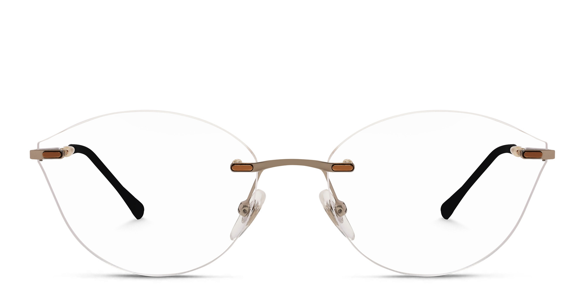 EYE'M Rimless Wide Cat Eye Eyeglasses in Silver – Product Photo 1