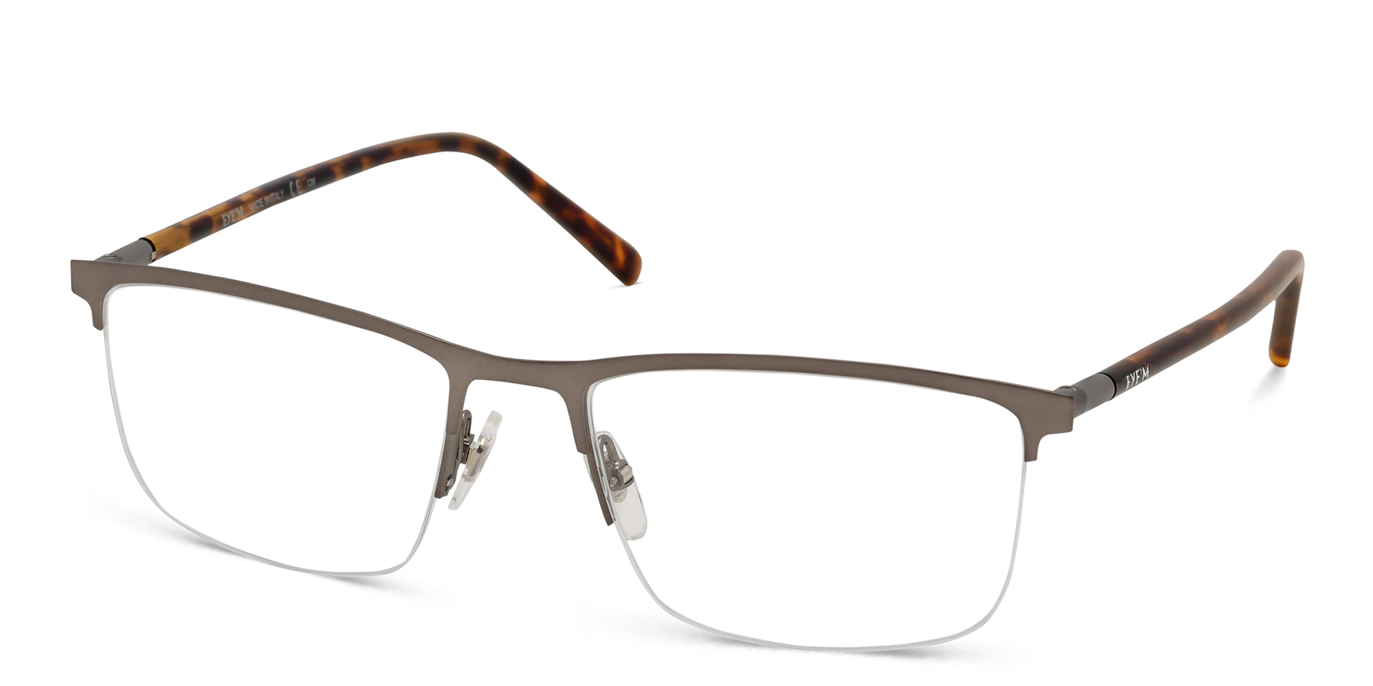 Shop EYE'M Half Rim Rectangle Eyeglasses in Gunmetal online.