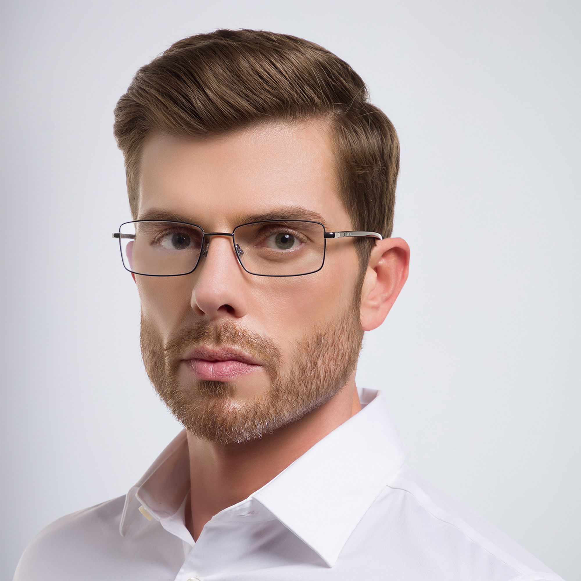 EYE'M Wide Rectangle Eyeglasses in Silver – Product Photo 5