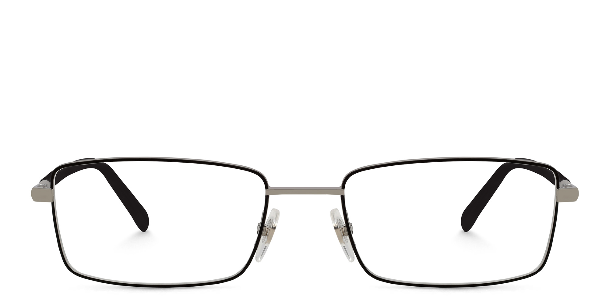 EYE'M Wide Rectangle Eyeglasses in Silver – Product Photo 1