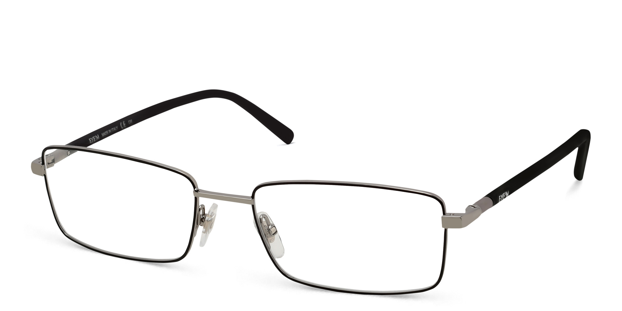 EYE'M Wide Rectangle Eyeglasses in Silver – Product Photo 2